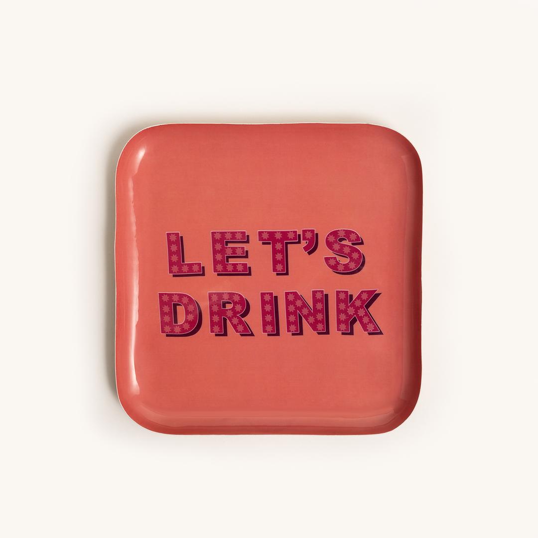 Nanpur Metal Dekoratif Tepsi 25x25x3 Cm Pembe - Fuşya