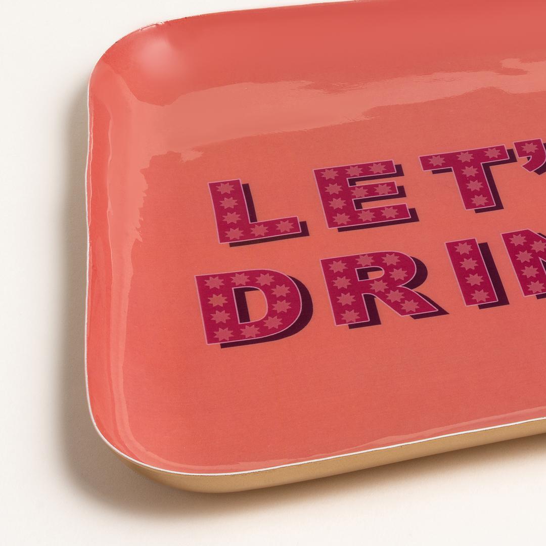 Nanpur Metal Dekoratif Tepsi 25x25x3 Cm Pembe - Fuşya