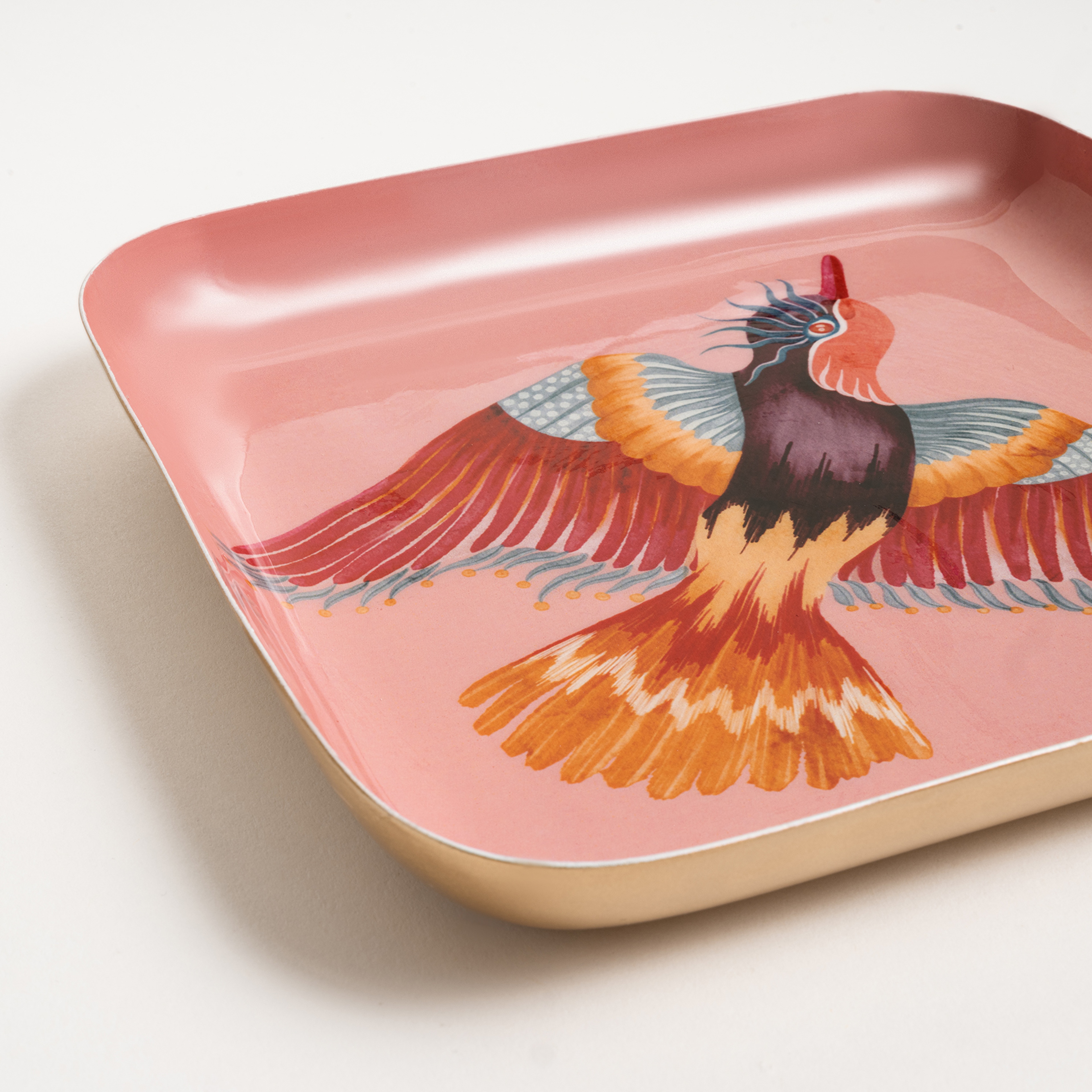 Nanpur Metal Dekoratif Tepsi 19x19x3 Cm Pembe