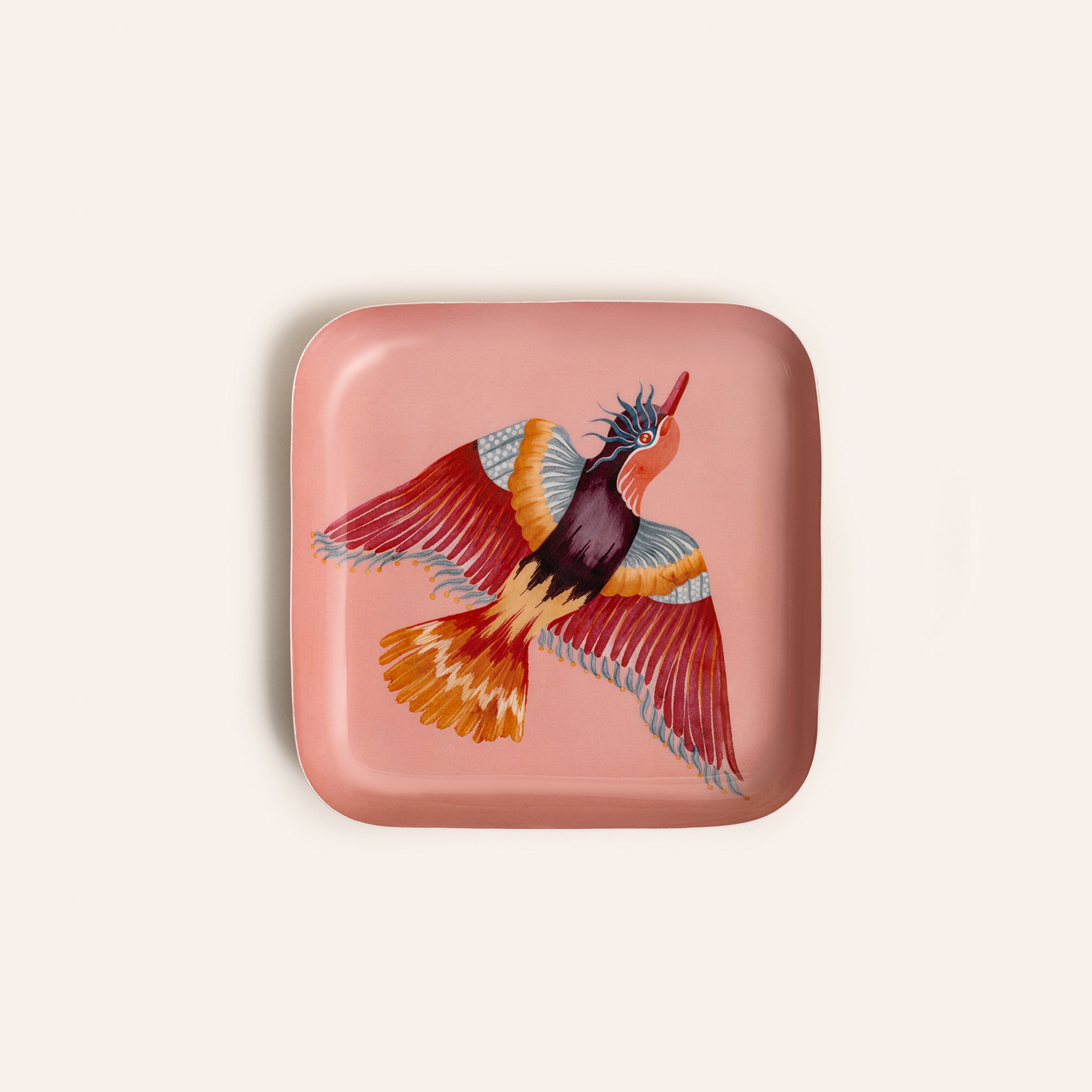 Nanpur Metal Dekoratif Tepsi 19x19x3 Cm Pembe