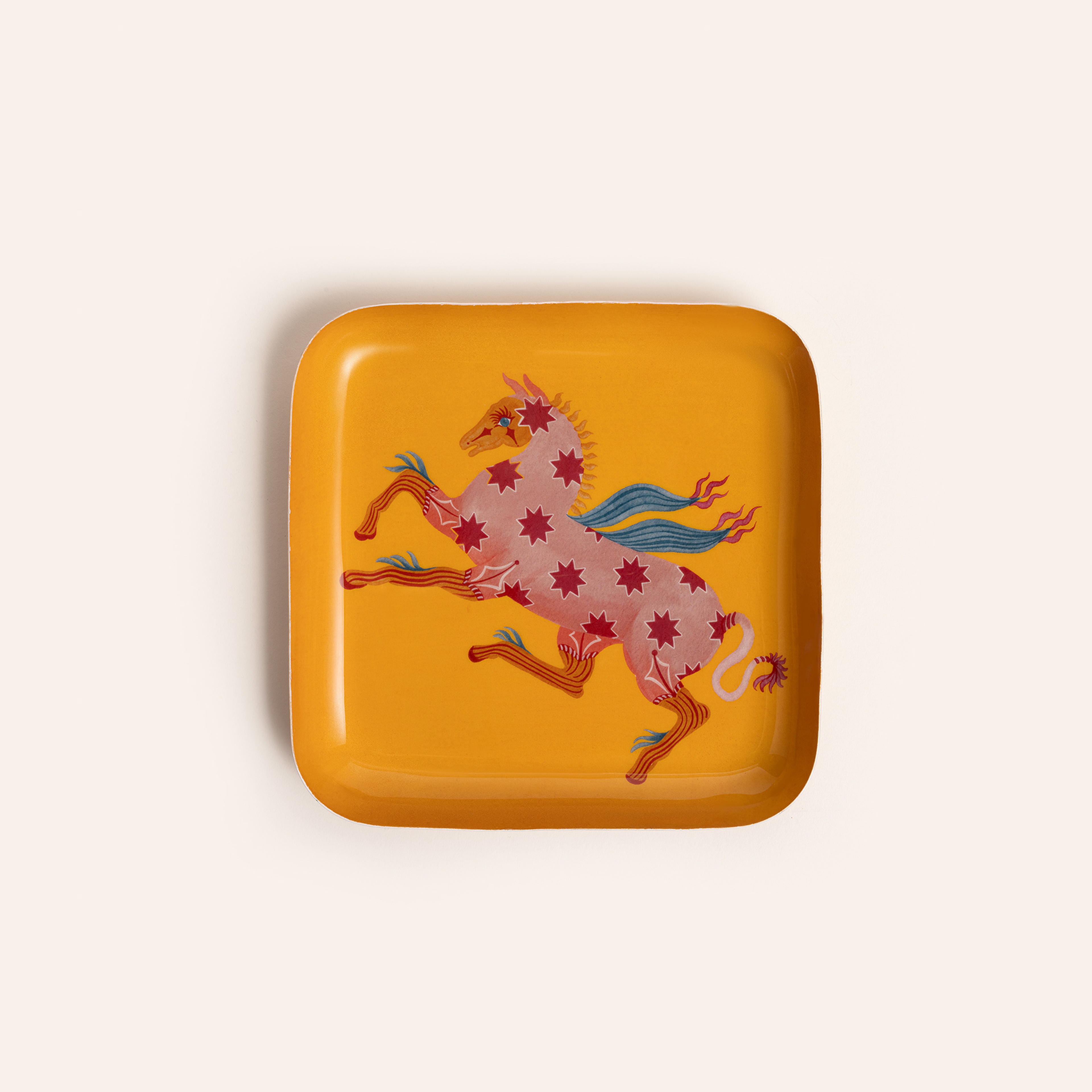 Nanpur Metal Dekoratif Tepsi 19x19x3 Cm Sarı