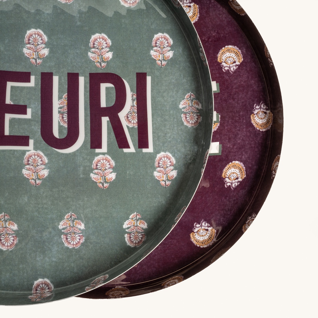 Nanpur Metal Dekoratif Tepsi 30x30x3 Cm Bordo