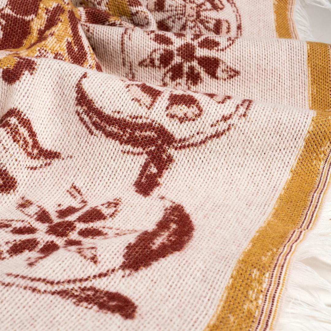 Nilüfer Saçaklı Akrilik Akrilik Koltuk Şalı 140x180 Cm Sarı