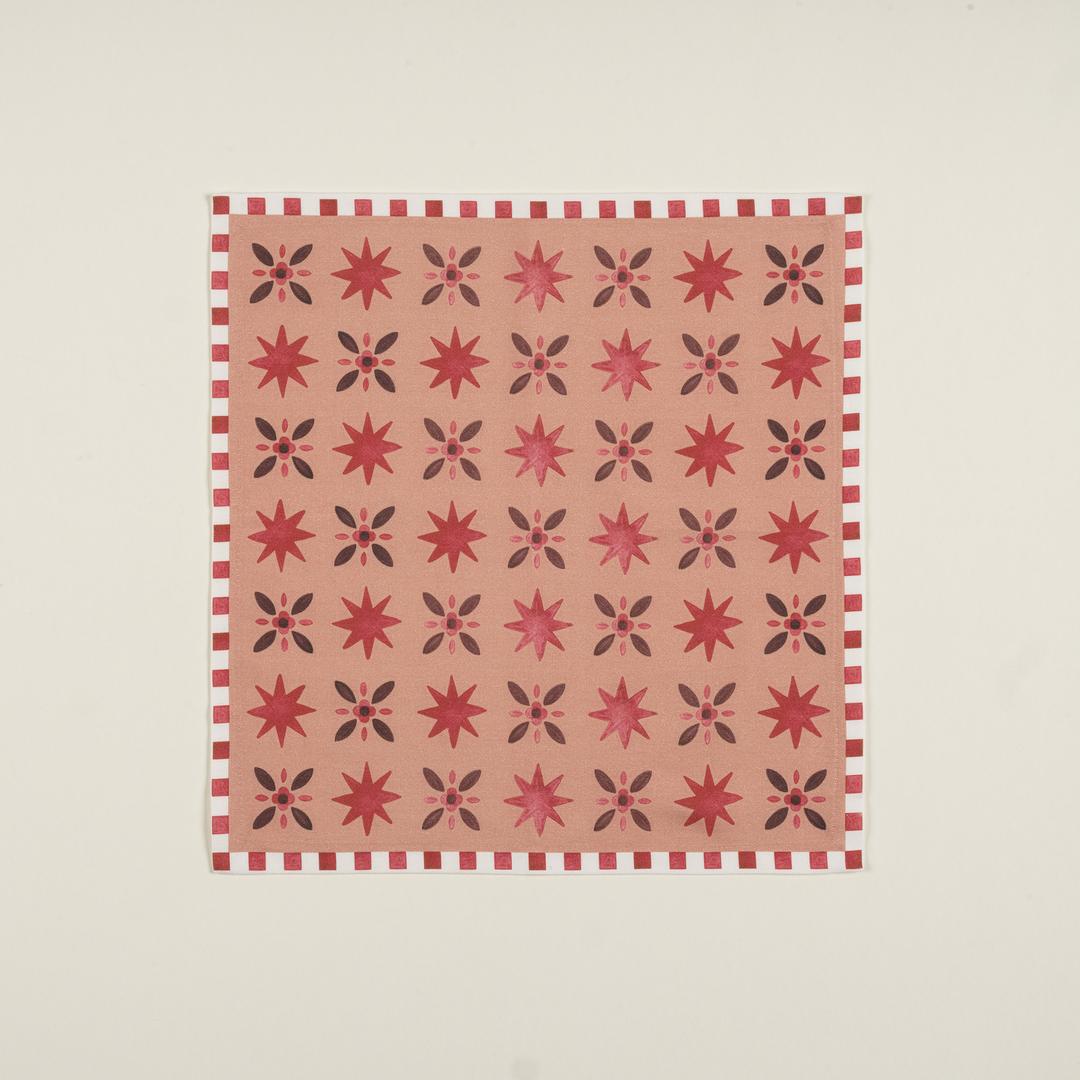 Nilüfer Overloklu Baskılı Pamuk %100 Pamuk Peçete 45x45 Cm Bordo