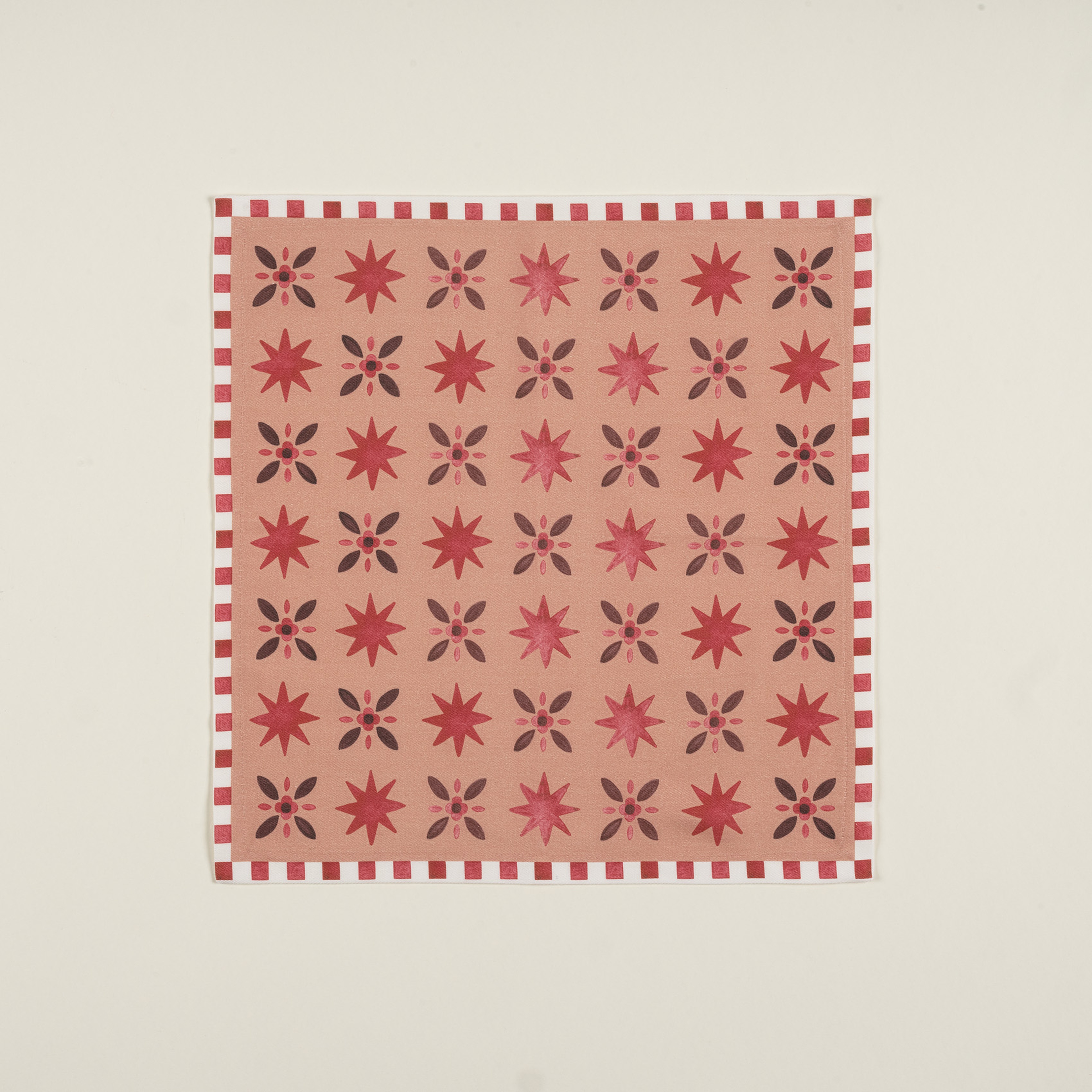 Nilüfer Overloklu Baskılı Pamuk %100 Pamuk Peçete 45x45 Cm Bordo