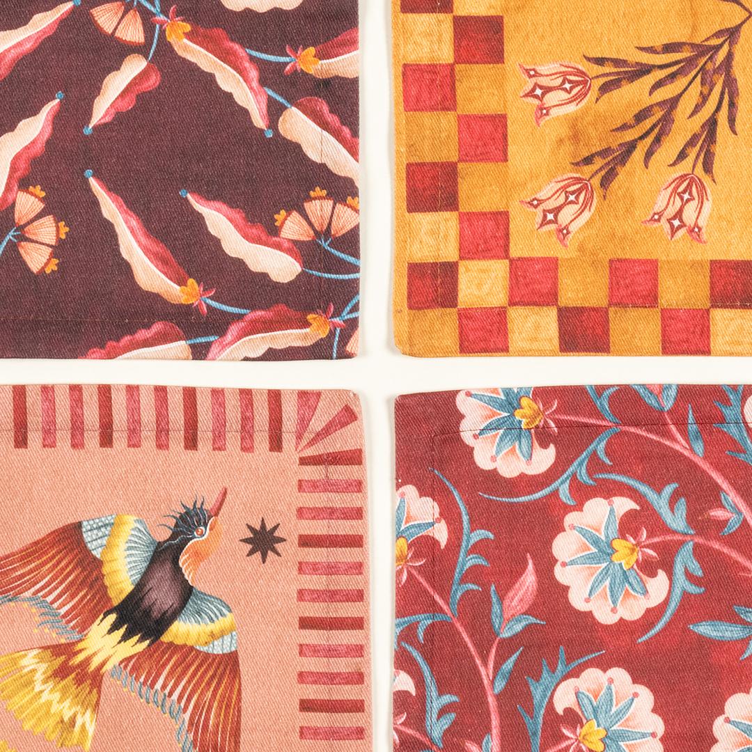 Nilüfer Baskılı Pamuk %100 Pamuk Peçete 25x25 Cm Bordo