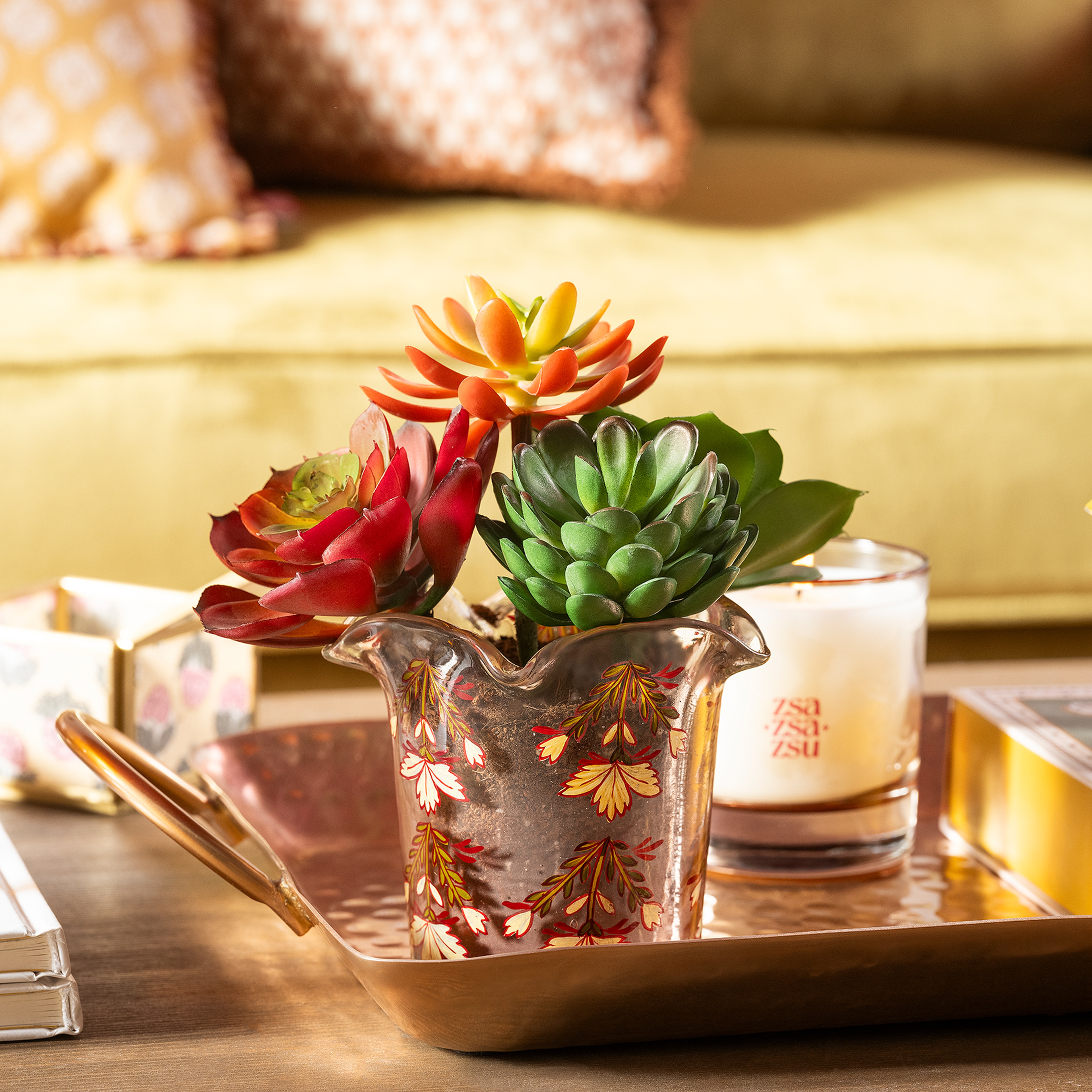 Aravalı Cam Dekoratif Kase 10x10x10 Cm Sarı