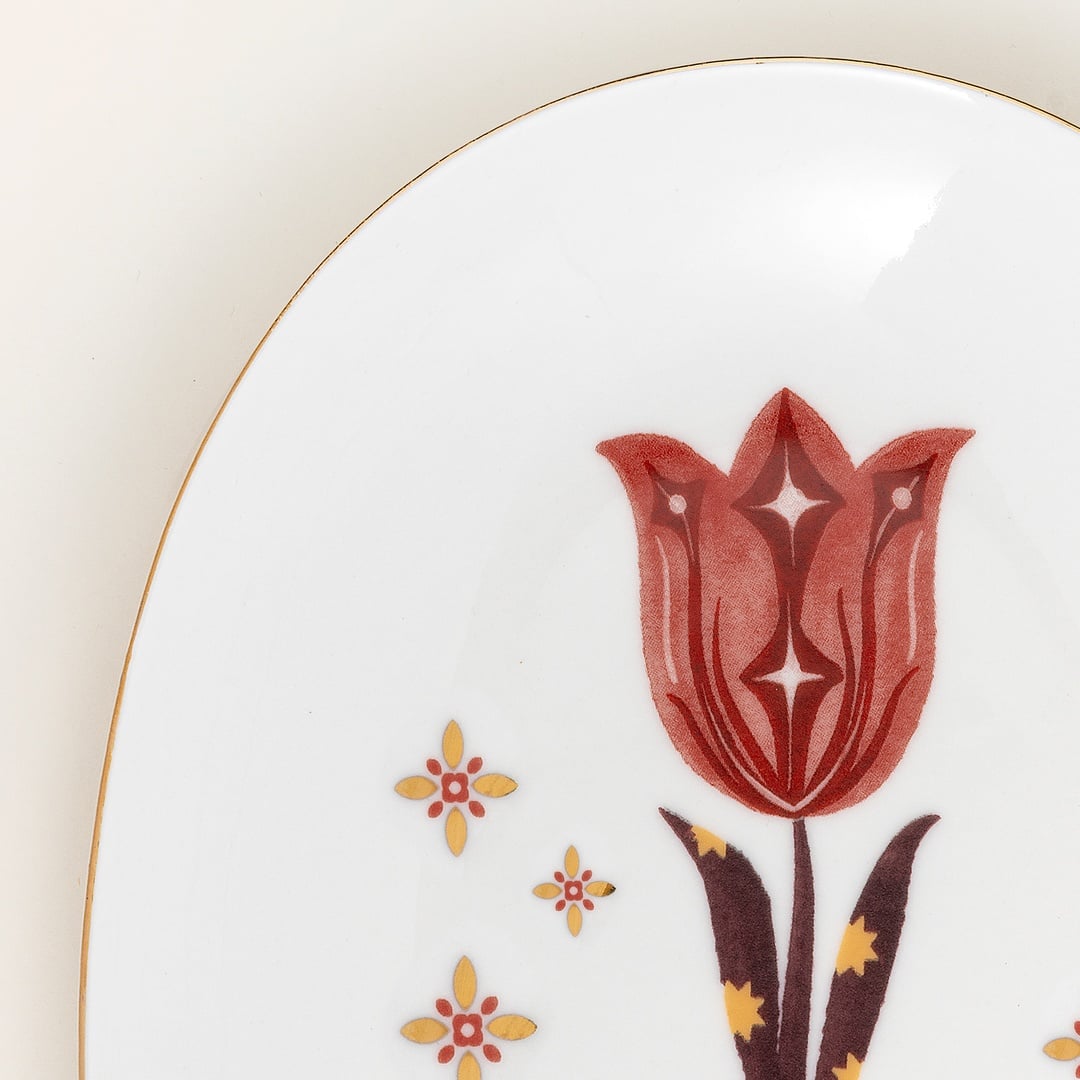 Gediz Porselen Oval Tabak 26 Cm Renkli