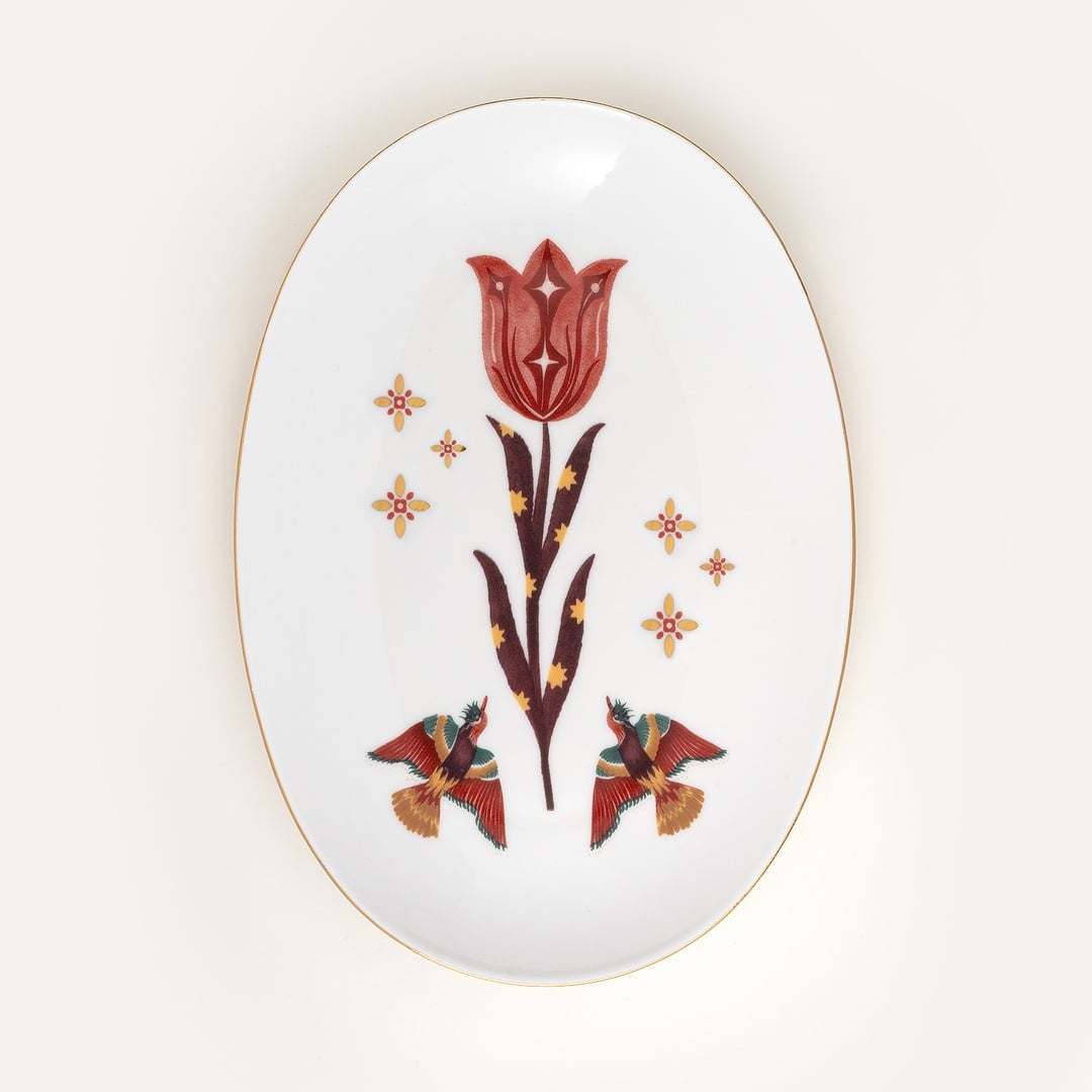 Gediz Porselen Oval Tabak 26 Cm Renkli