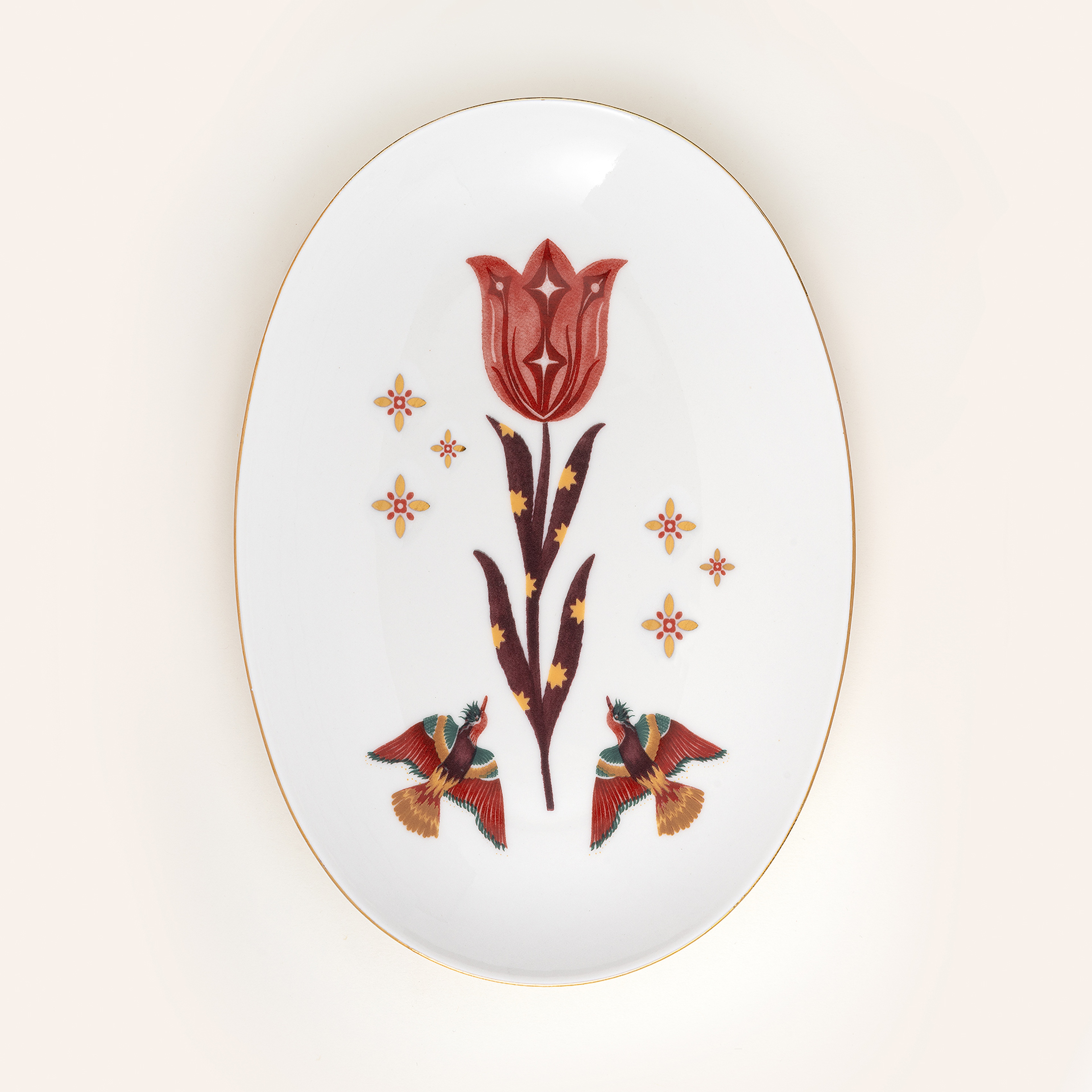 Gediz Porselen Oval Tabak 26 Cm Renkli