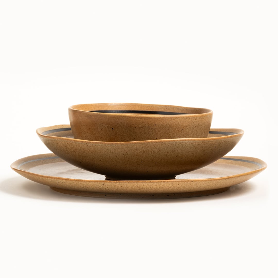 Lızbon Stoneware Çukur Tabak 23x23x5 Cm Kahverengi