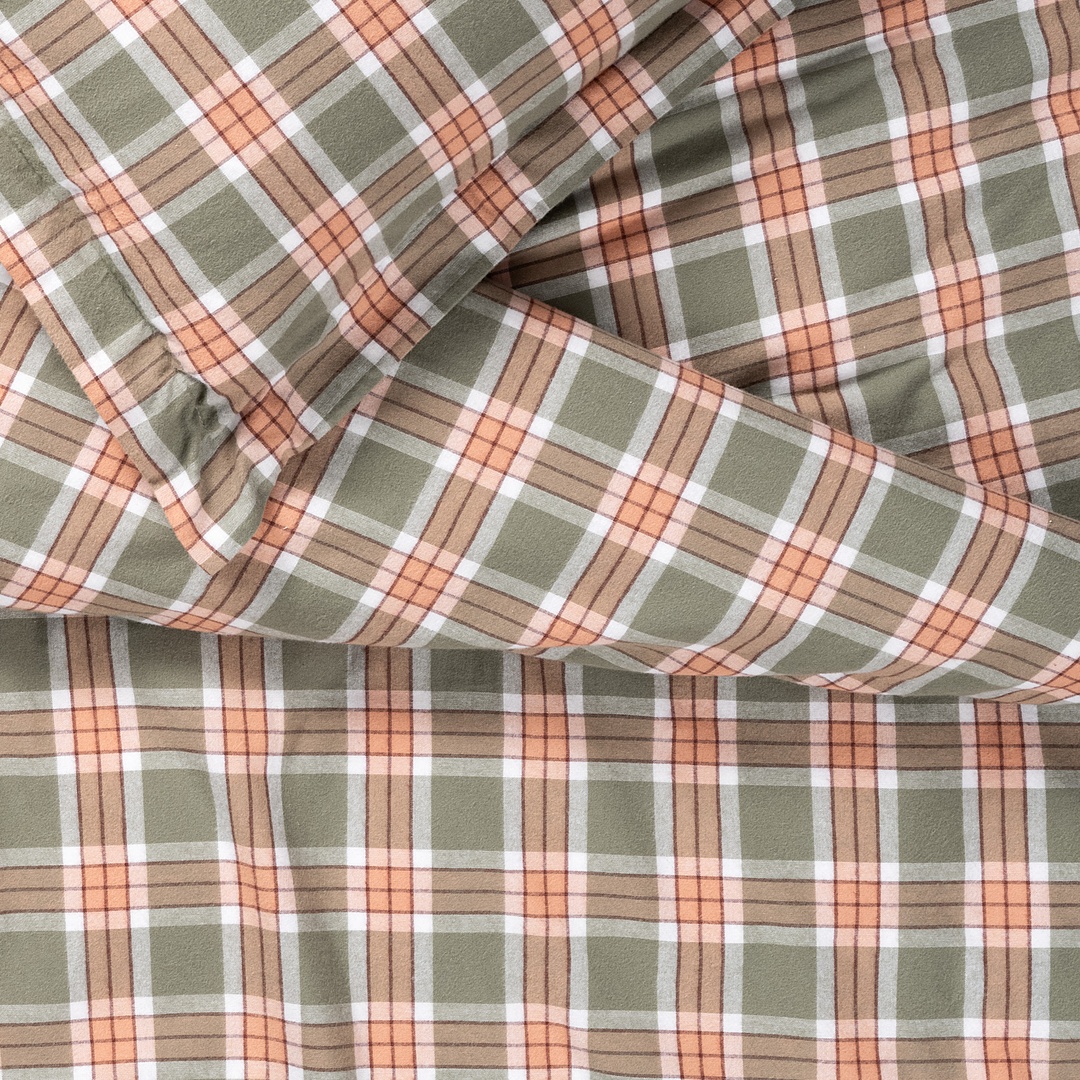 Vıseu Ekoseli Tek Kişilik Pamuk %100 Pamuk Flanel Nevresim Seti 160x220 Cm Orman Yeşilı