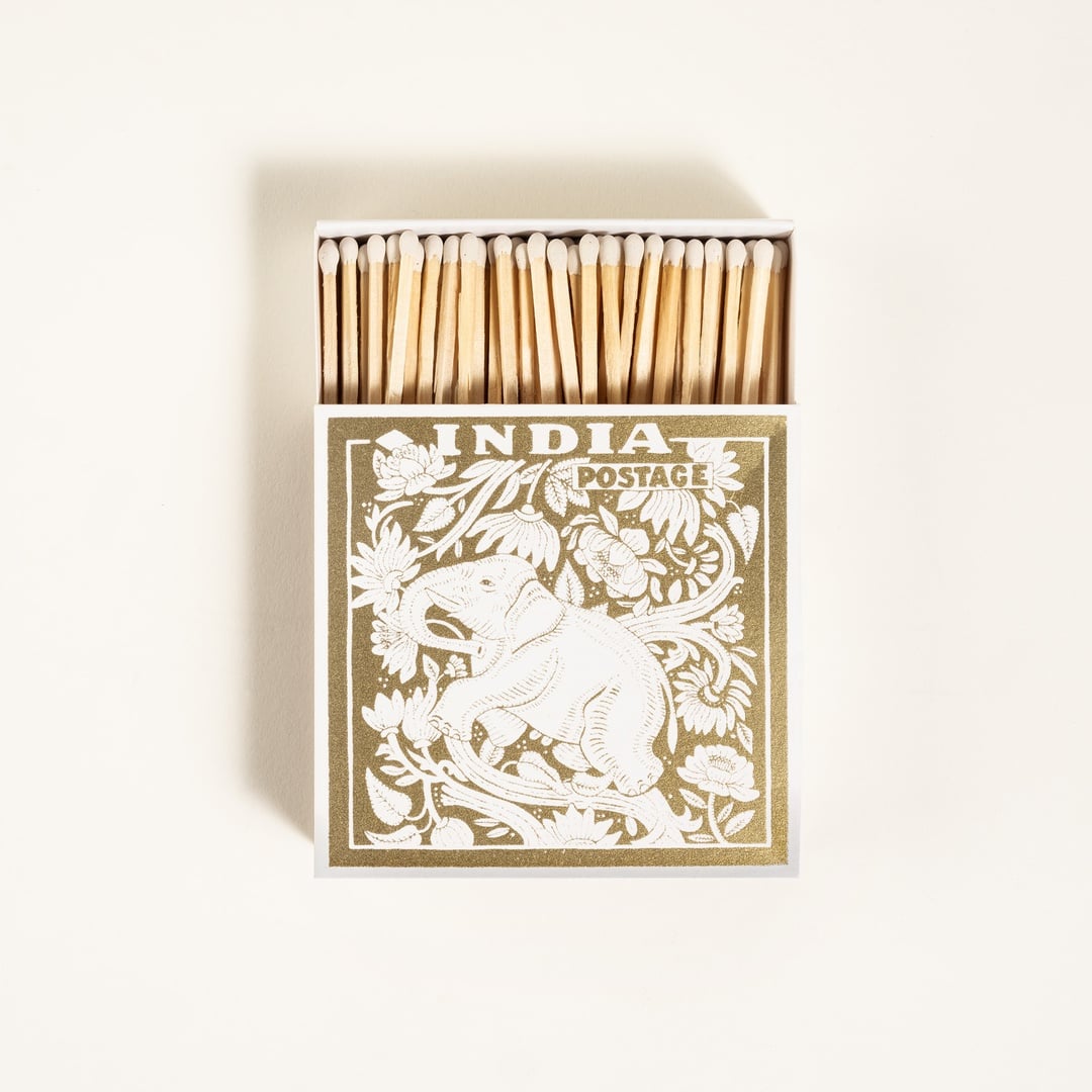 Elephant Stamp Ahşap Kibrit Hediyelik Eşya 11x11x3 Cm Renkli