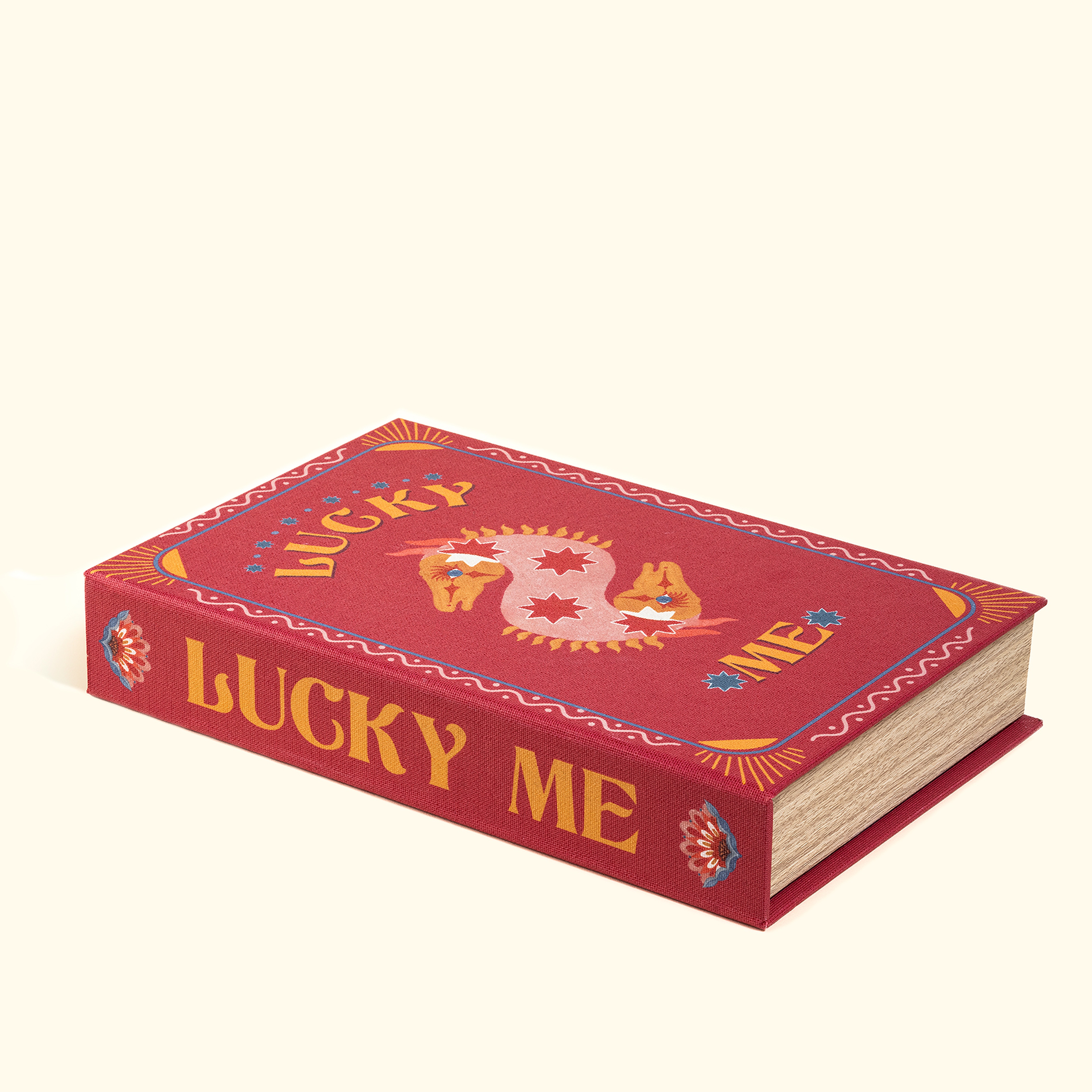 Olbıa Kanvas - Polistren - Kadife Dekoratif Kutu 19x30 Cm Bordo - Sarı