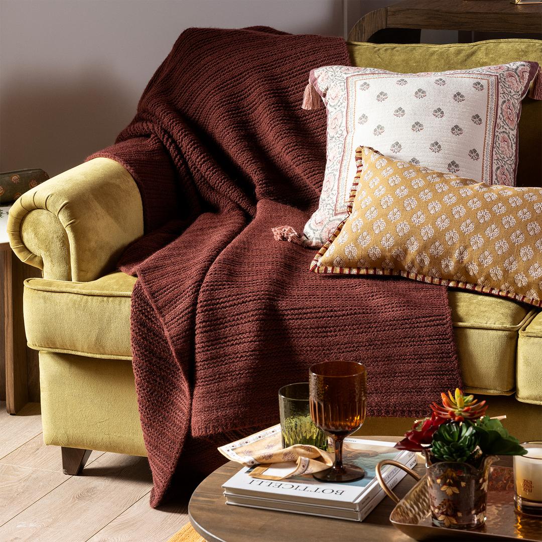 Moda Örme Akrilik 100% Akrilik Koltuk Şalı 130x170 Cm Vışne