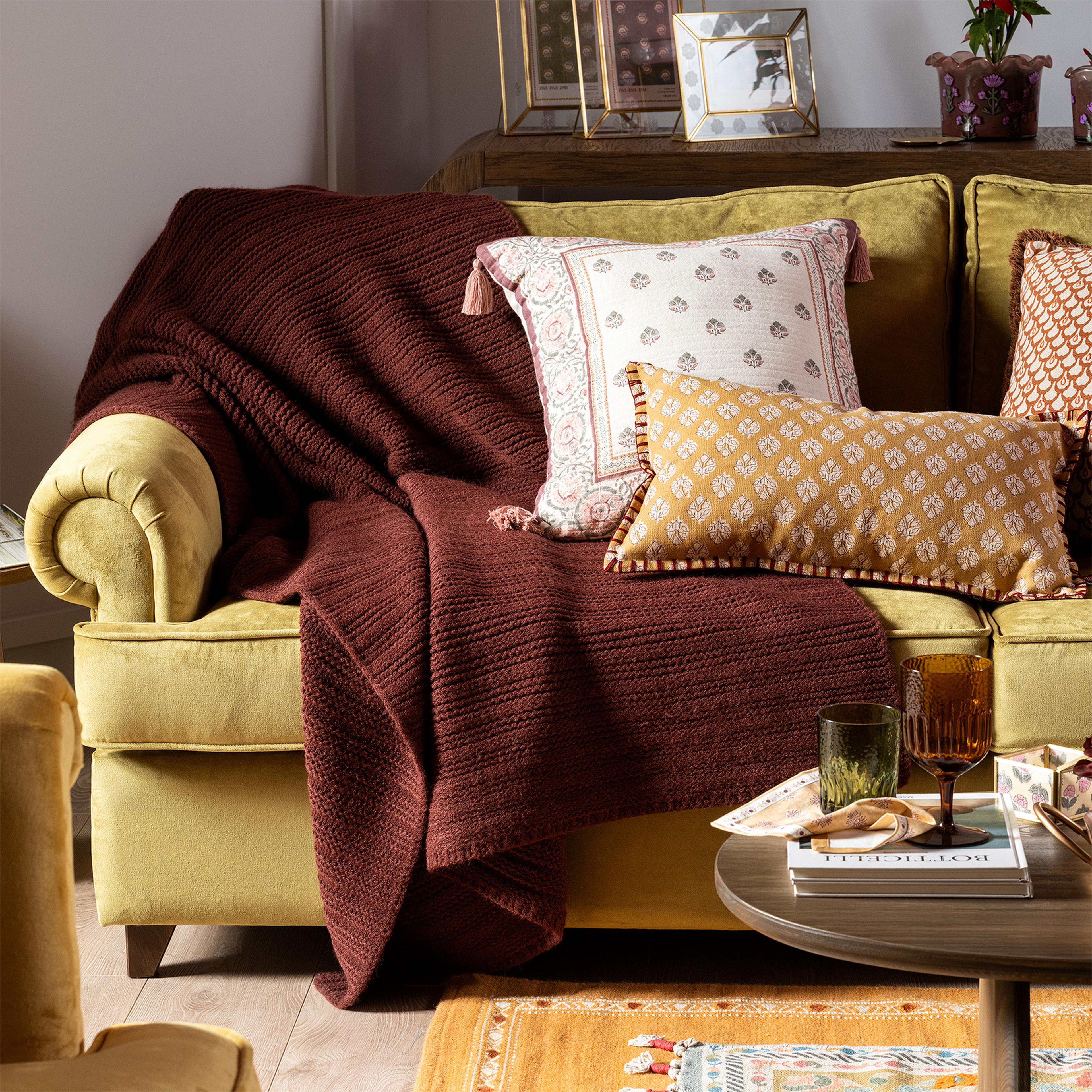 Moda Örme Akrilik 100% Akrilik Koltuk Şalı 130x170 Cm Vışne