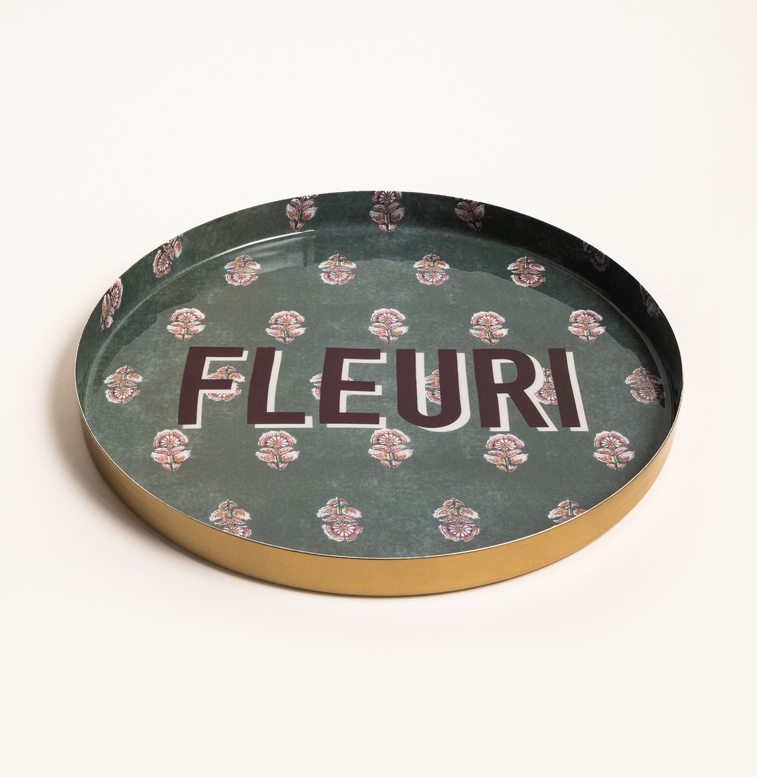 Nanpur Metal Dekoratif Tepsi 30x30x3 Cm Yeşil