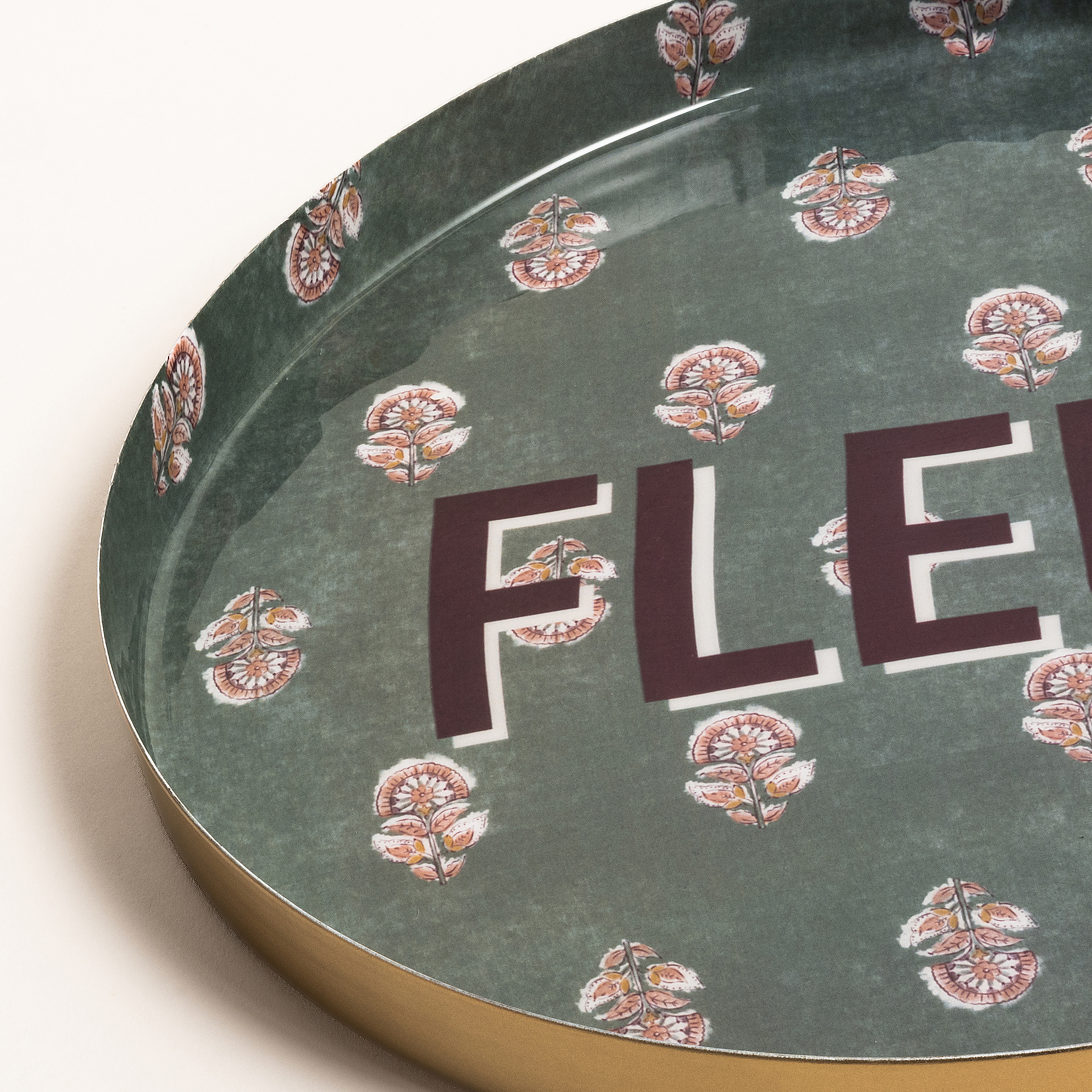 Nanpur Metal Dekoratif Tepsi 30x30x3 Cm Yeşil