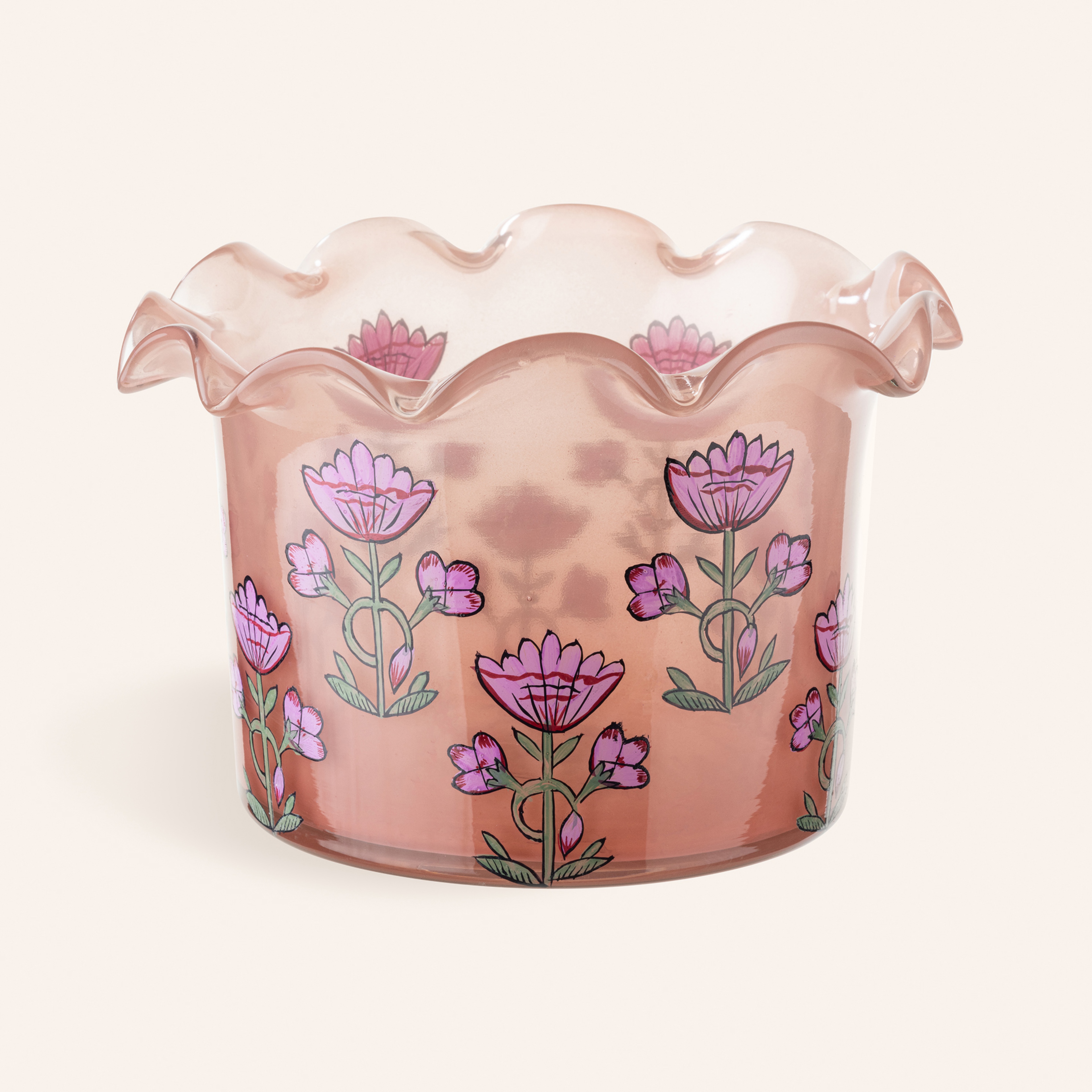 Aravalı Cam Dekoratif Kase 17x17x12 Cm Pembe