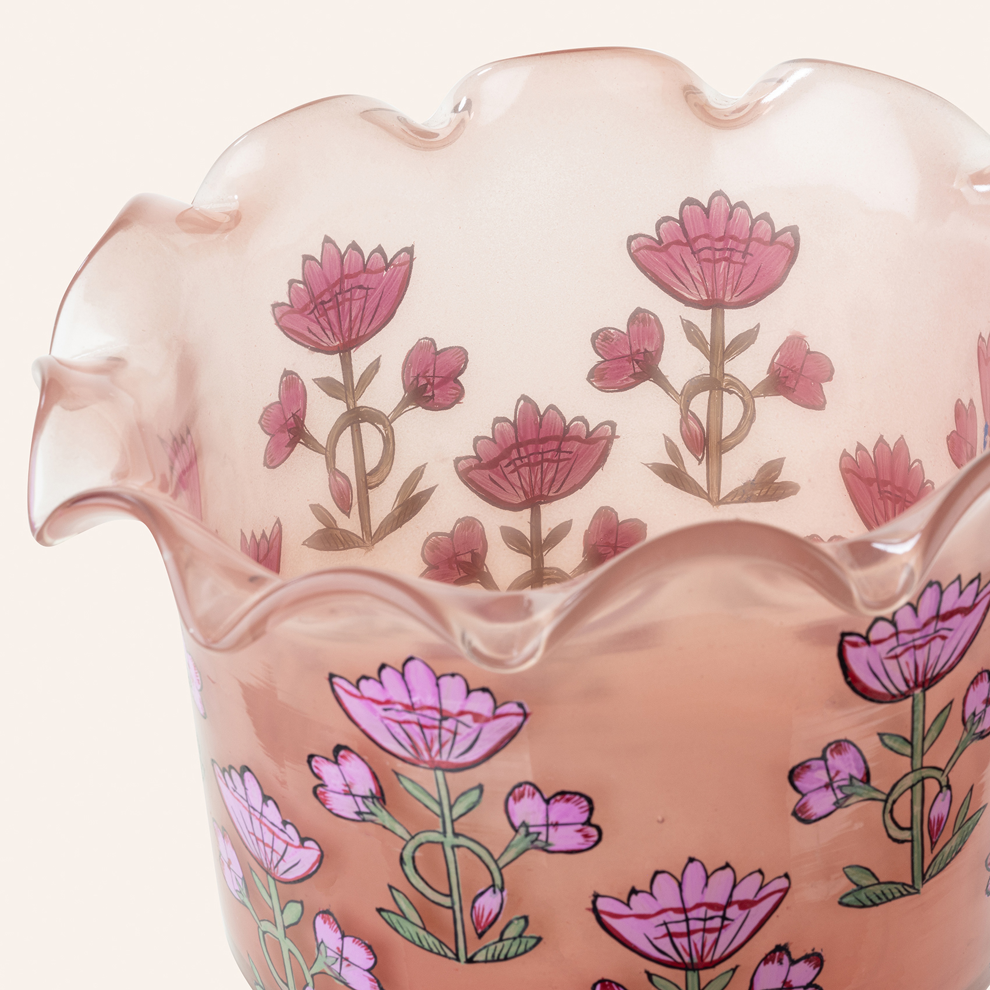 Aravalı Cam Dekoratif Kase 17x17x12 Cm Pembe