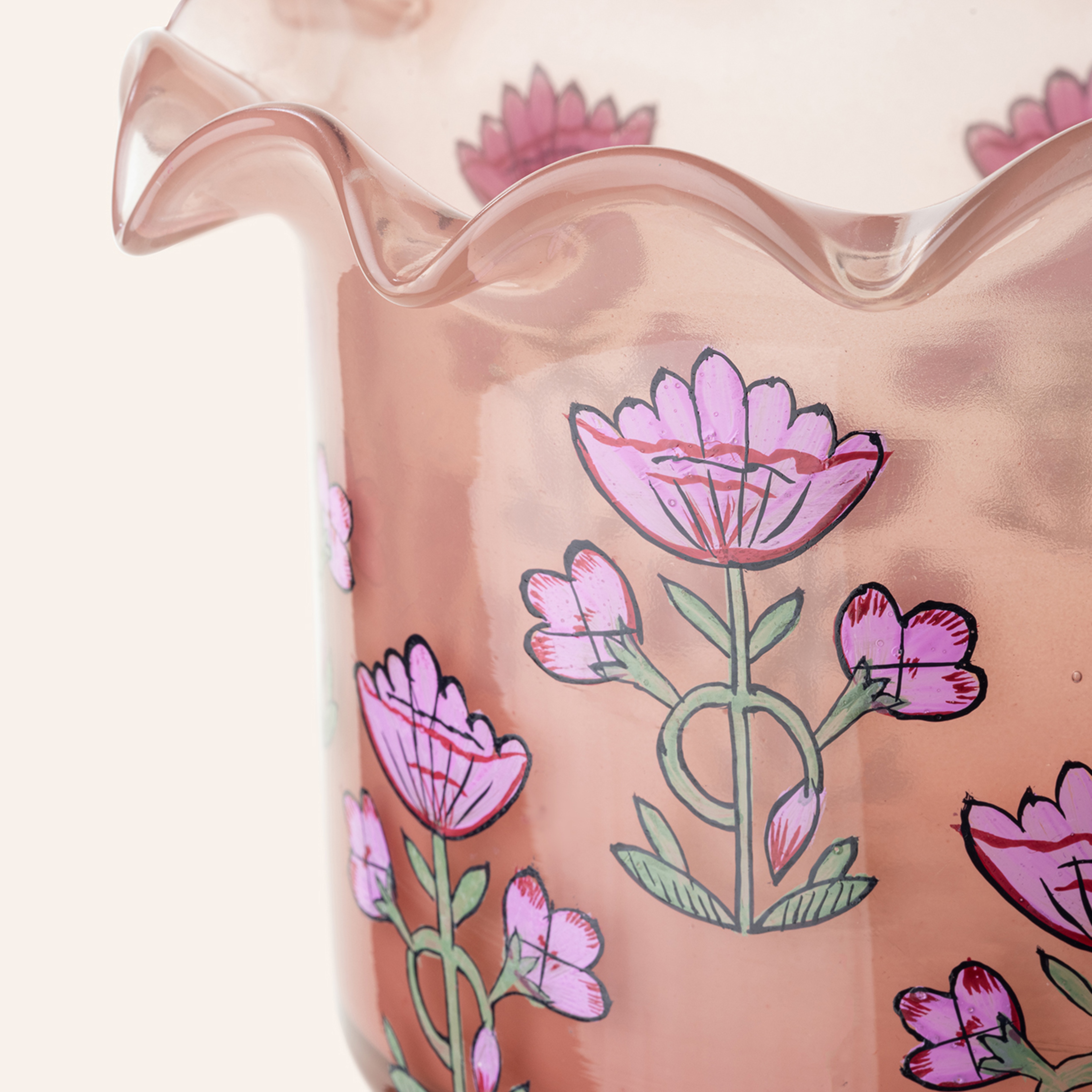 Aravalı Cam Dekoratif Kase 17x17x12 Cm Pembe