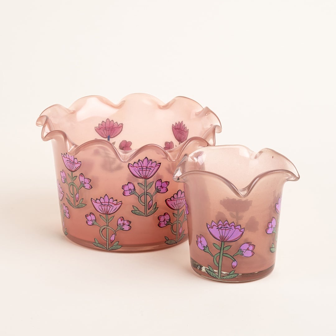 Aravalı Cam Dekoratif Kase 10x10x10 Cm Pembe