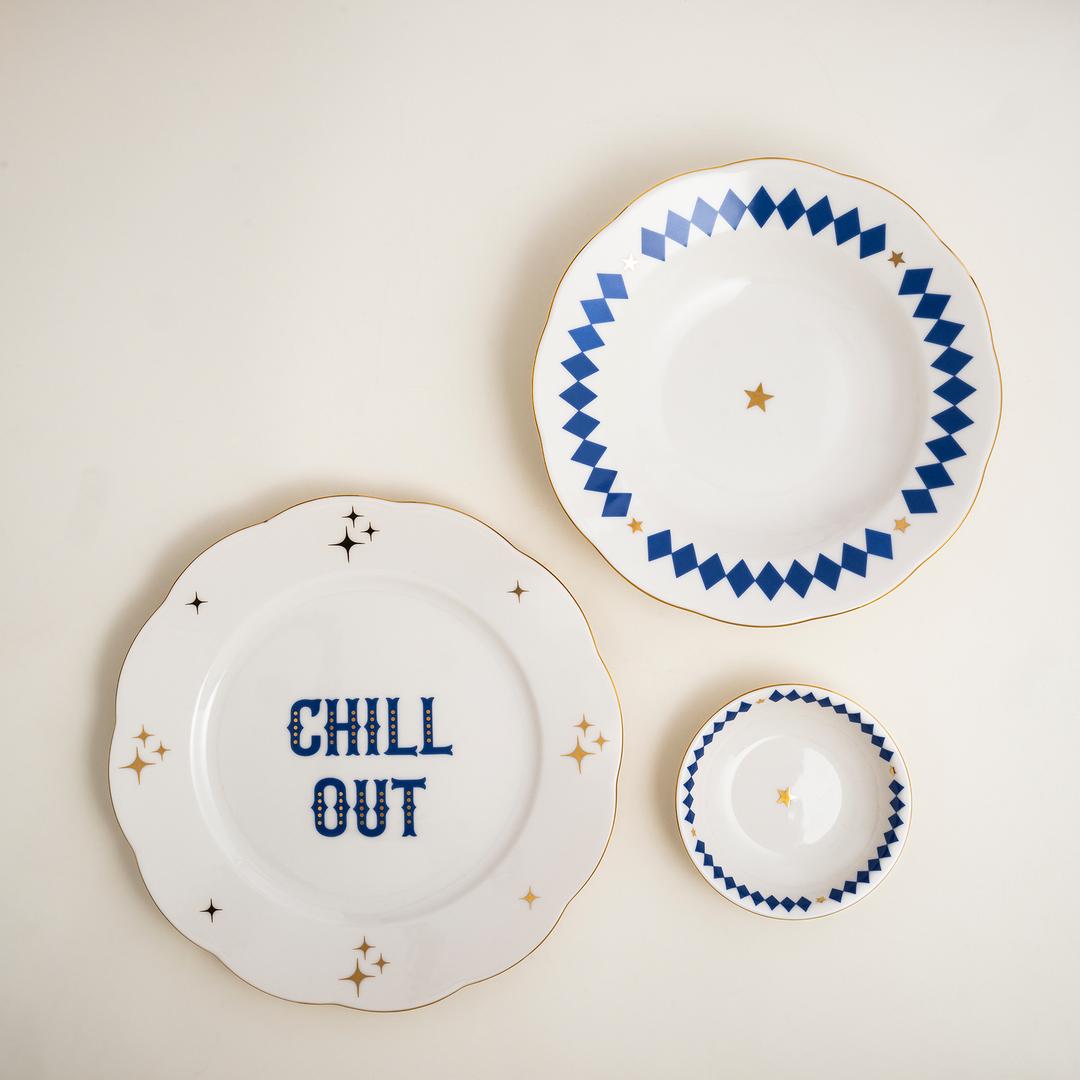 Emet Porselen Çukur Tabak 23x23x4.5 Cm Mavi