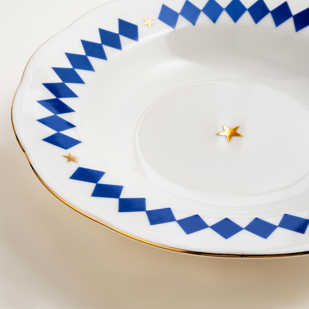 Emet Porselen Çukur Tabak 23x23x4.5 Cm Mavi