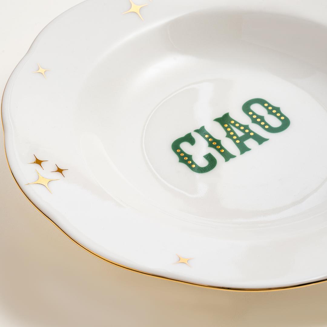 Emet Porselen Çukur Tabak 23x23x4.5 Cm Yeşil