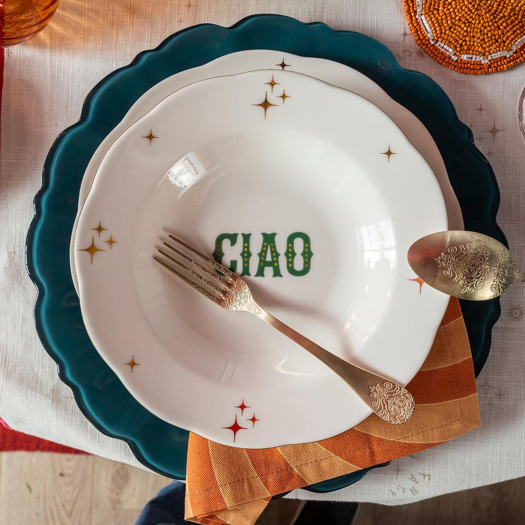 Emet Porselen Çukur Tabak 23x23x4.5 Cm Yeşil