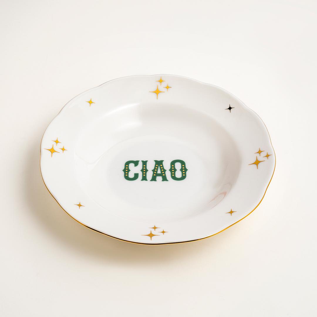 Emet Porselen Çukur Tabak 23x23x4.5 Cm Yeşil