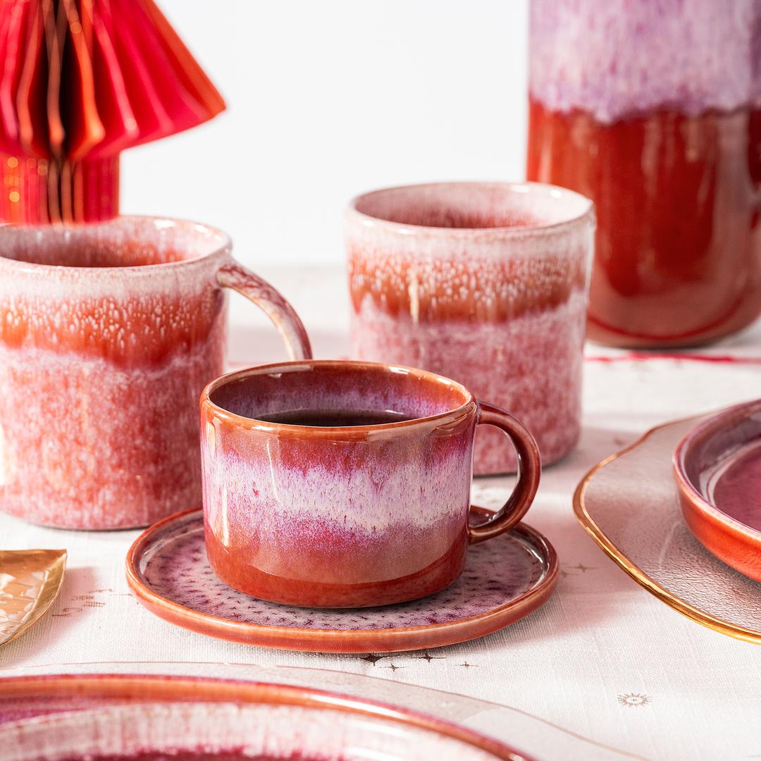 Fonte Stoneware Çay Seti 160 Ml Fuşya