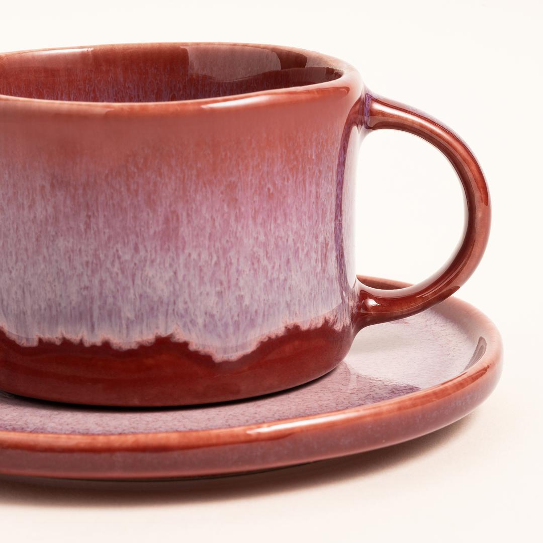 Fonte Stoneware Çay Seti 160 Ml Fuşya