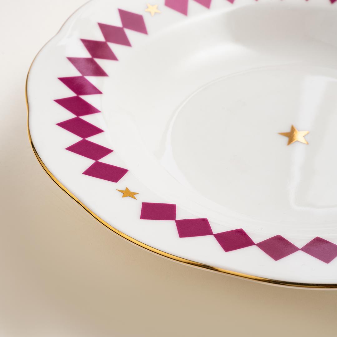 Emet Porselen Çukur Tabak 23x23x4.5 Cm Fuşya