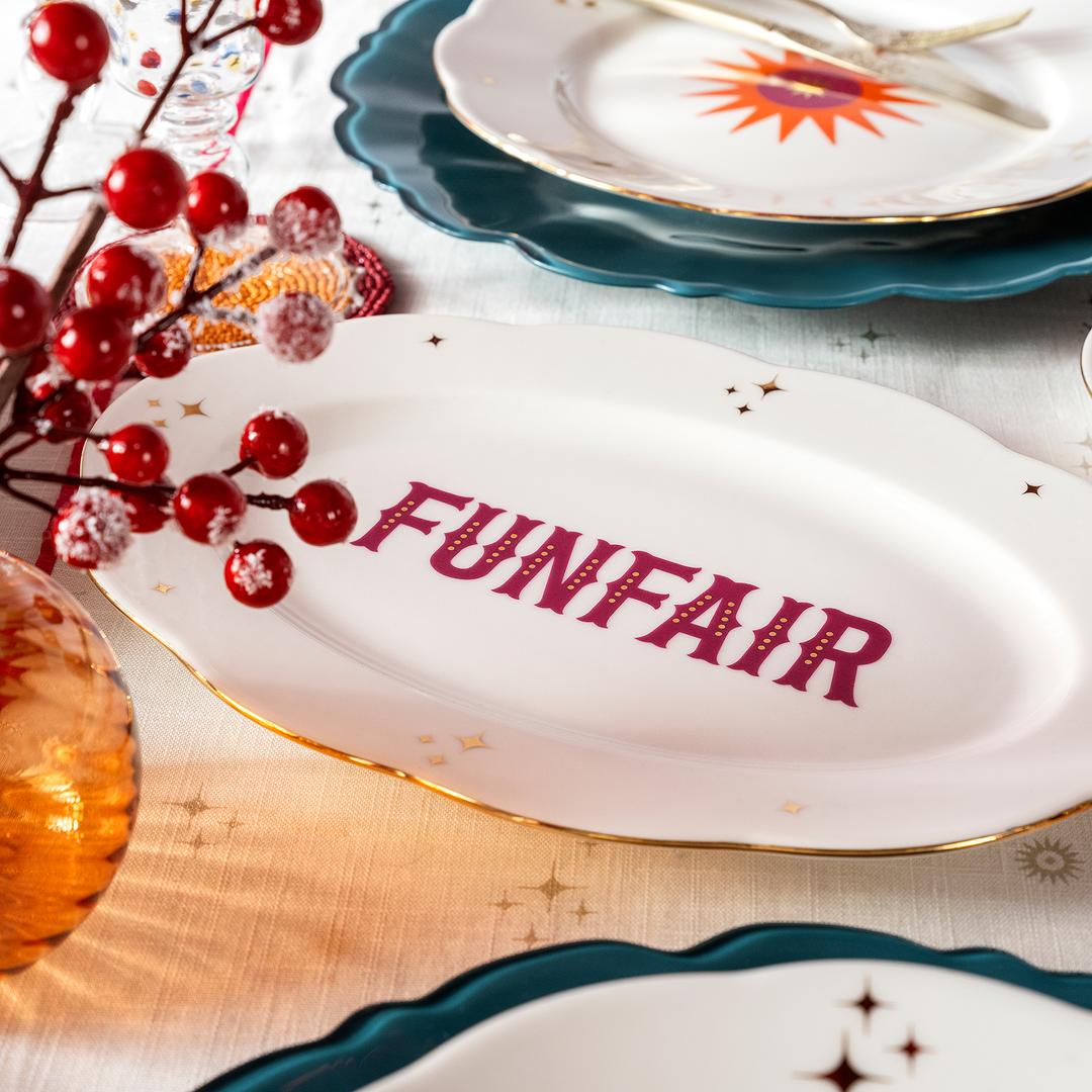 Emet Porselen Oval Tabak 20.5x30x2.6 Cm Fuşya