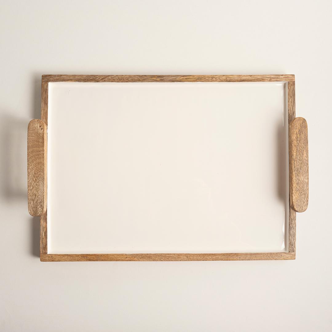 Lakrı Mango Ağacı Tepsi 44.5x30.5x6.5 Cm Natural