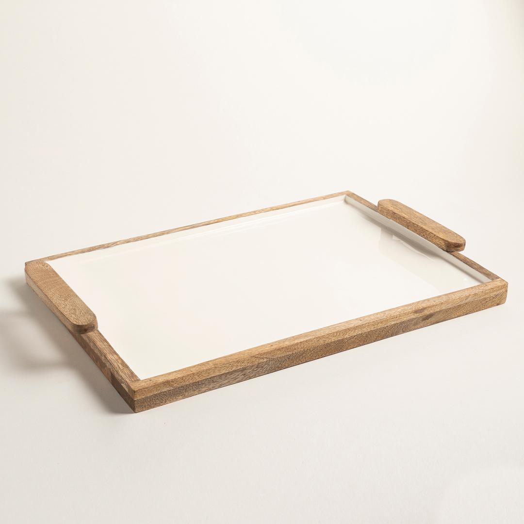 Lakrı Mango Ağacı Tepsi 44.5x30.5x6.5 Cm Natural