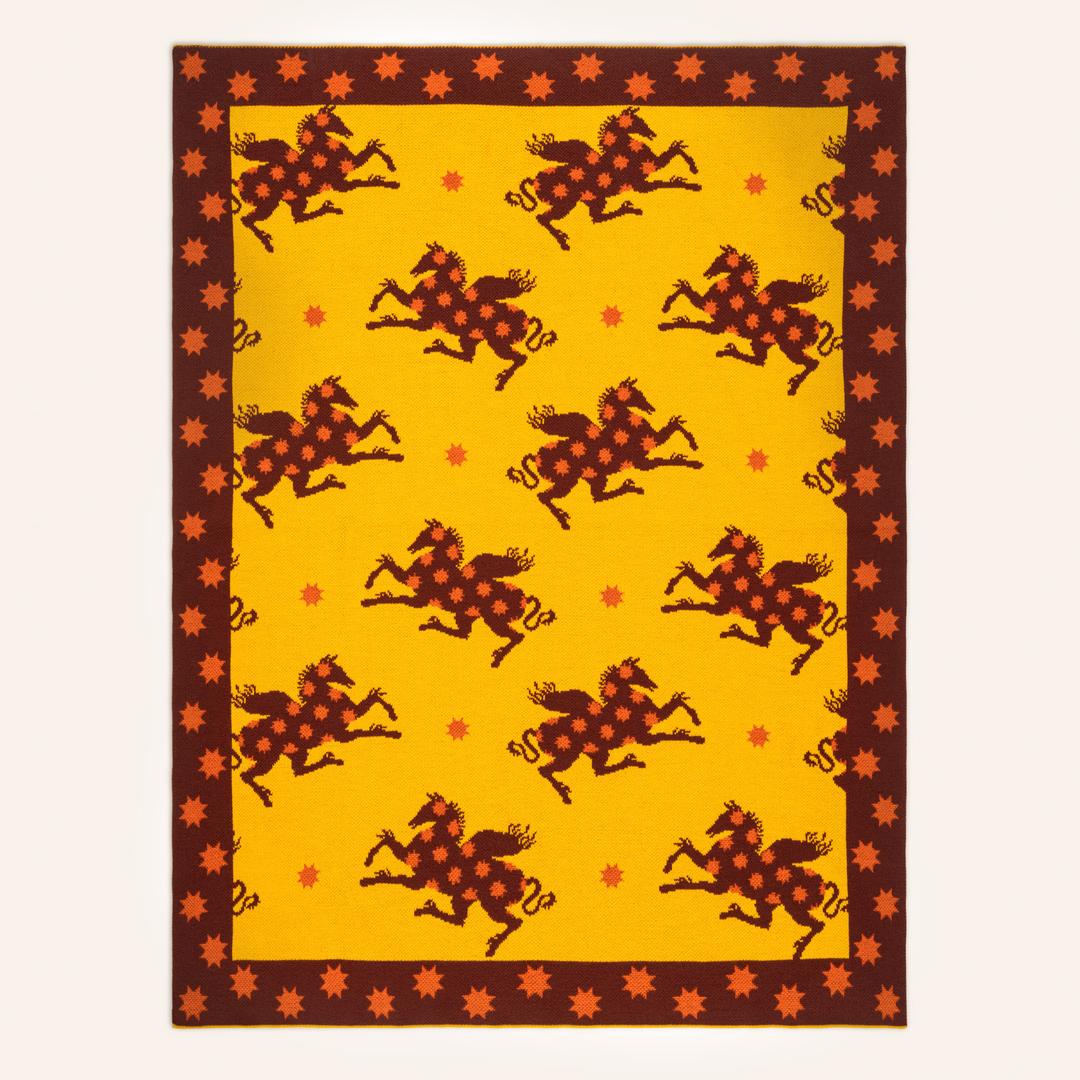 Moda Jakarlı Örme Akrilik Akrilik Koltuk Şalı 130x170 Cm Sarı