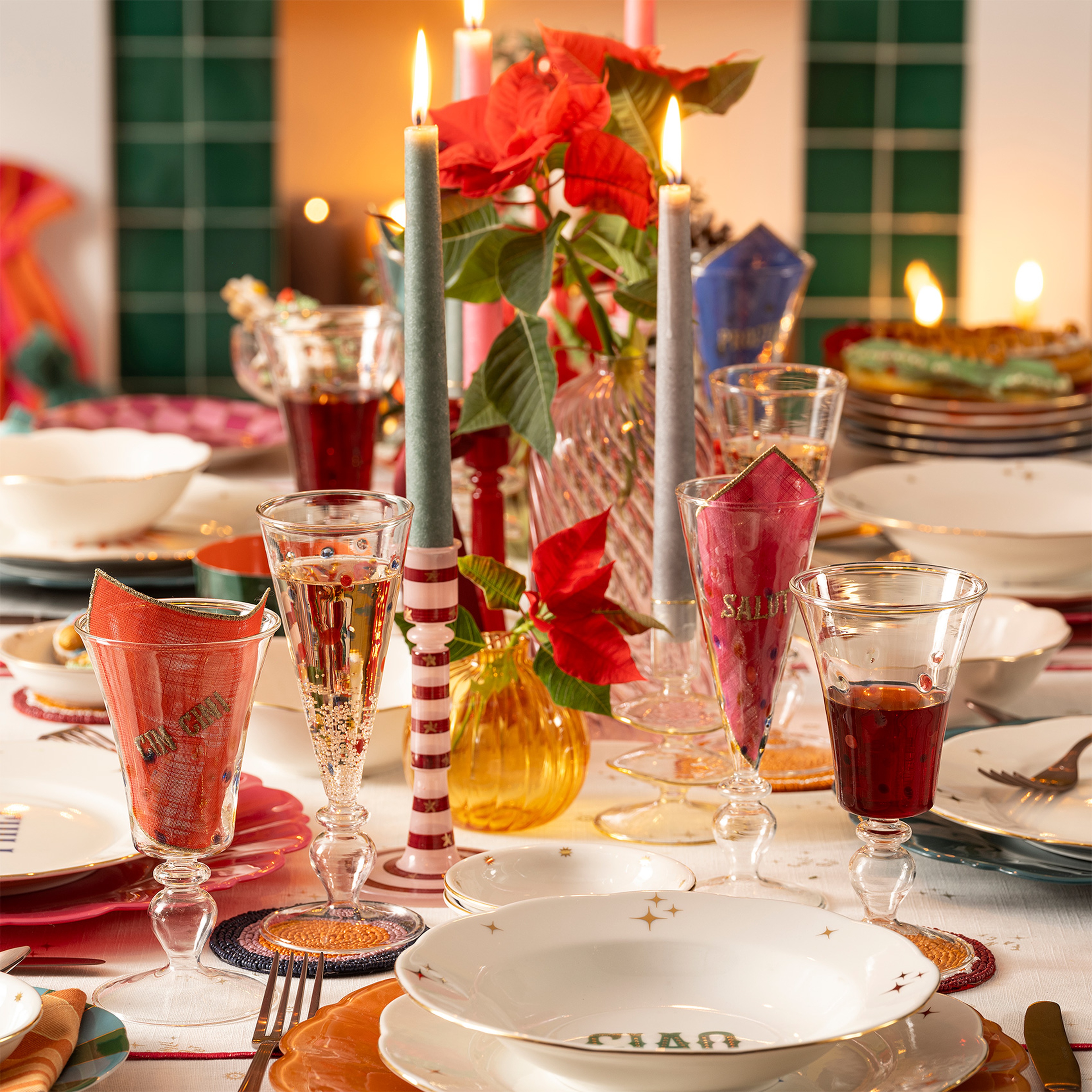 Henan Borosilikat Cam Kadeh 280 Ml Mavi - Kırmızı