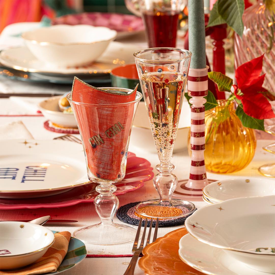 Henan Borosilikat Cam Kadeh 280 Ml Mavi - Kırmızı