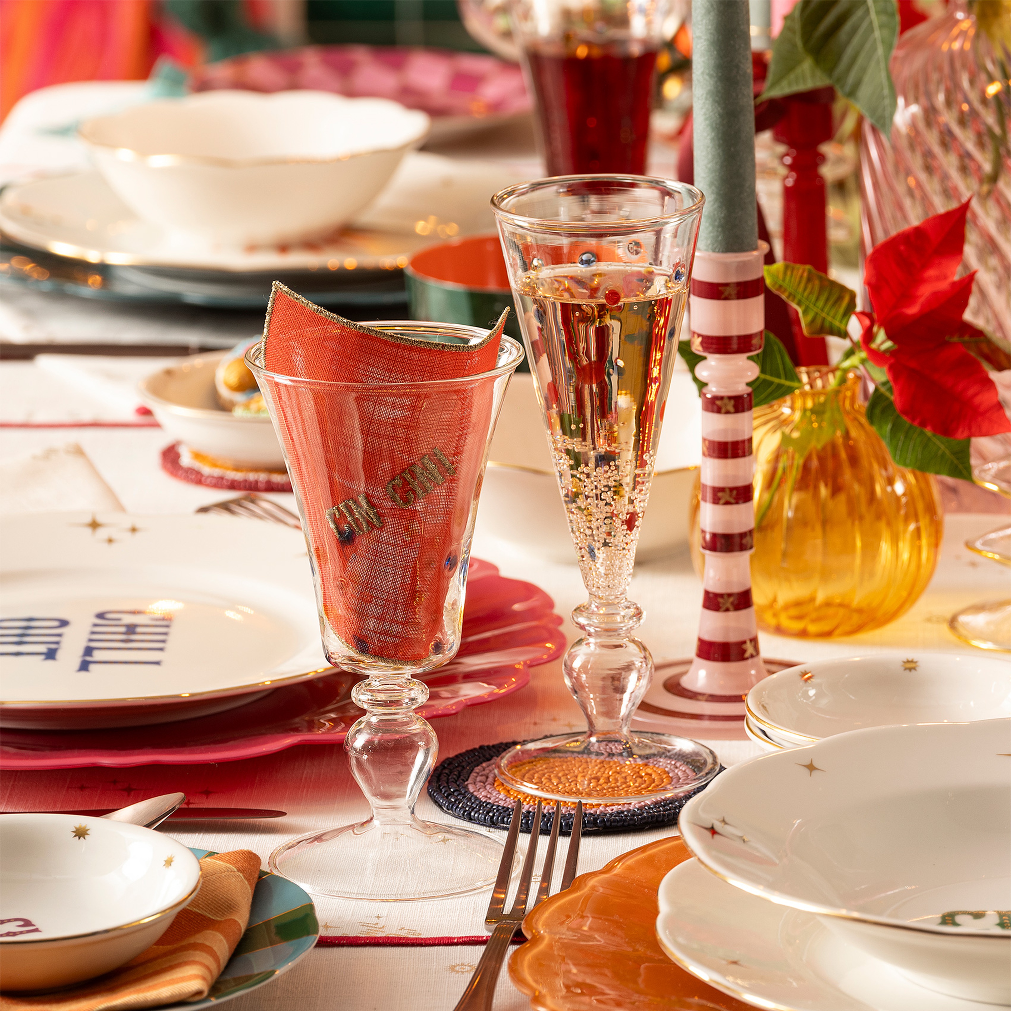 Henan Borosilikat Cam Kadeh 280 Ml Mavi - Kırmızı