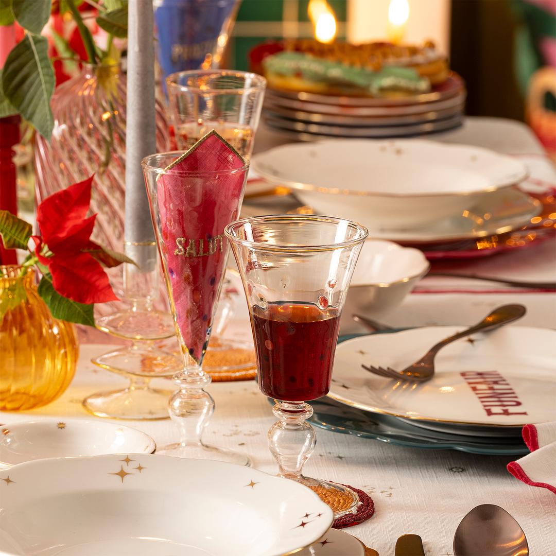 Henan Borosilikat Cam Kadeh 280 Ml Mavi - Kırmızı