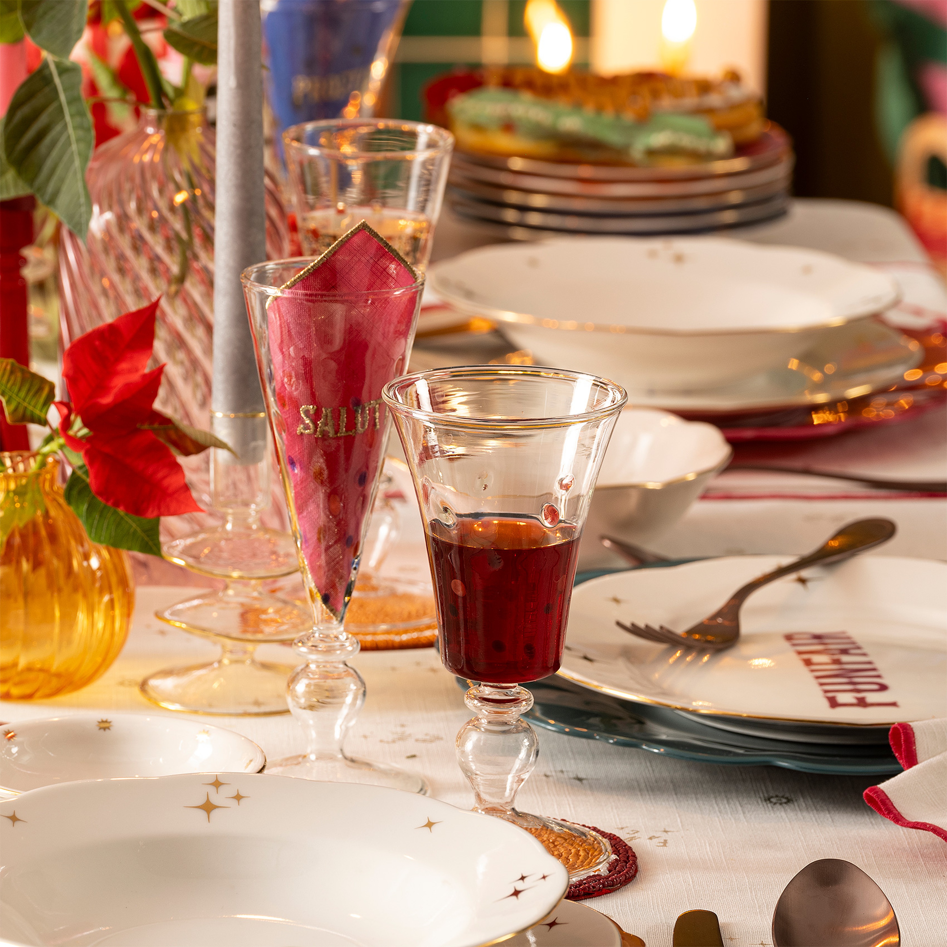 Henan Borosilikat Cam Kadeh 280 Ml Mavi - Kırmızı