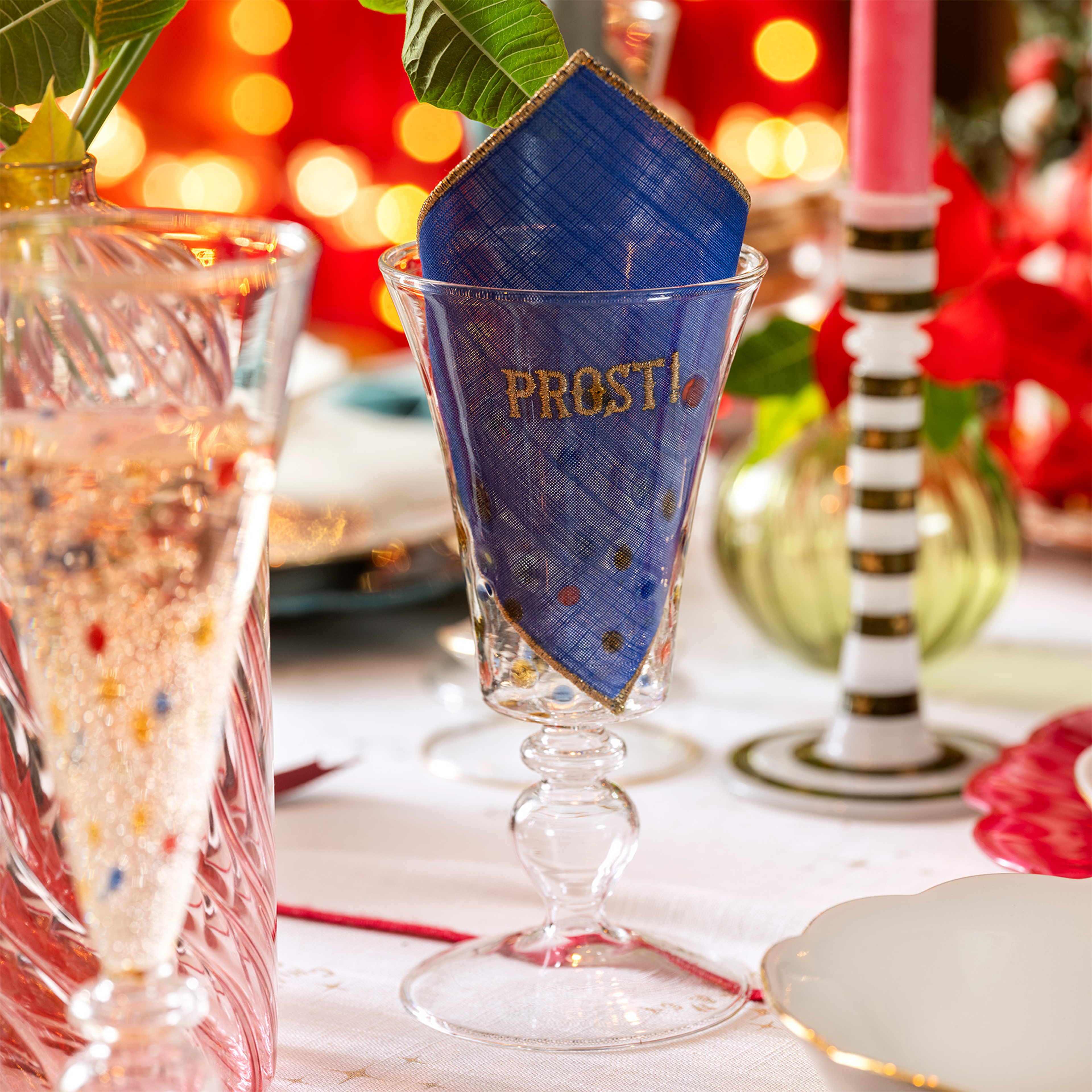 Henan Borosilikat Cam Kadeh 280 Ml Mavi - Kırmızı