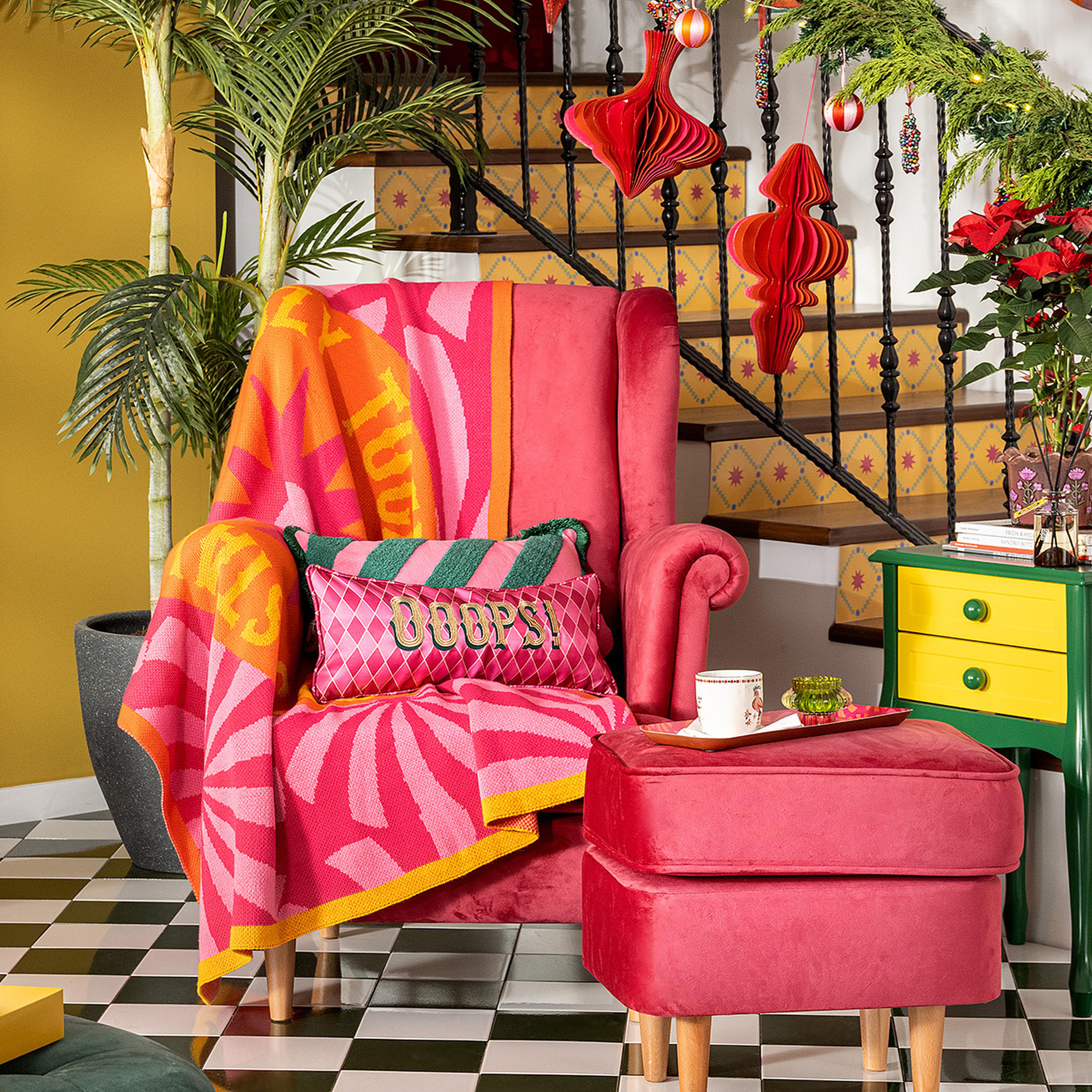 Moda Jakarlı Örme Akrilik 100% Akrilik Koltuk Şalı 130x170 Cm Fuşya