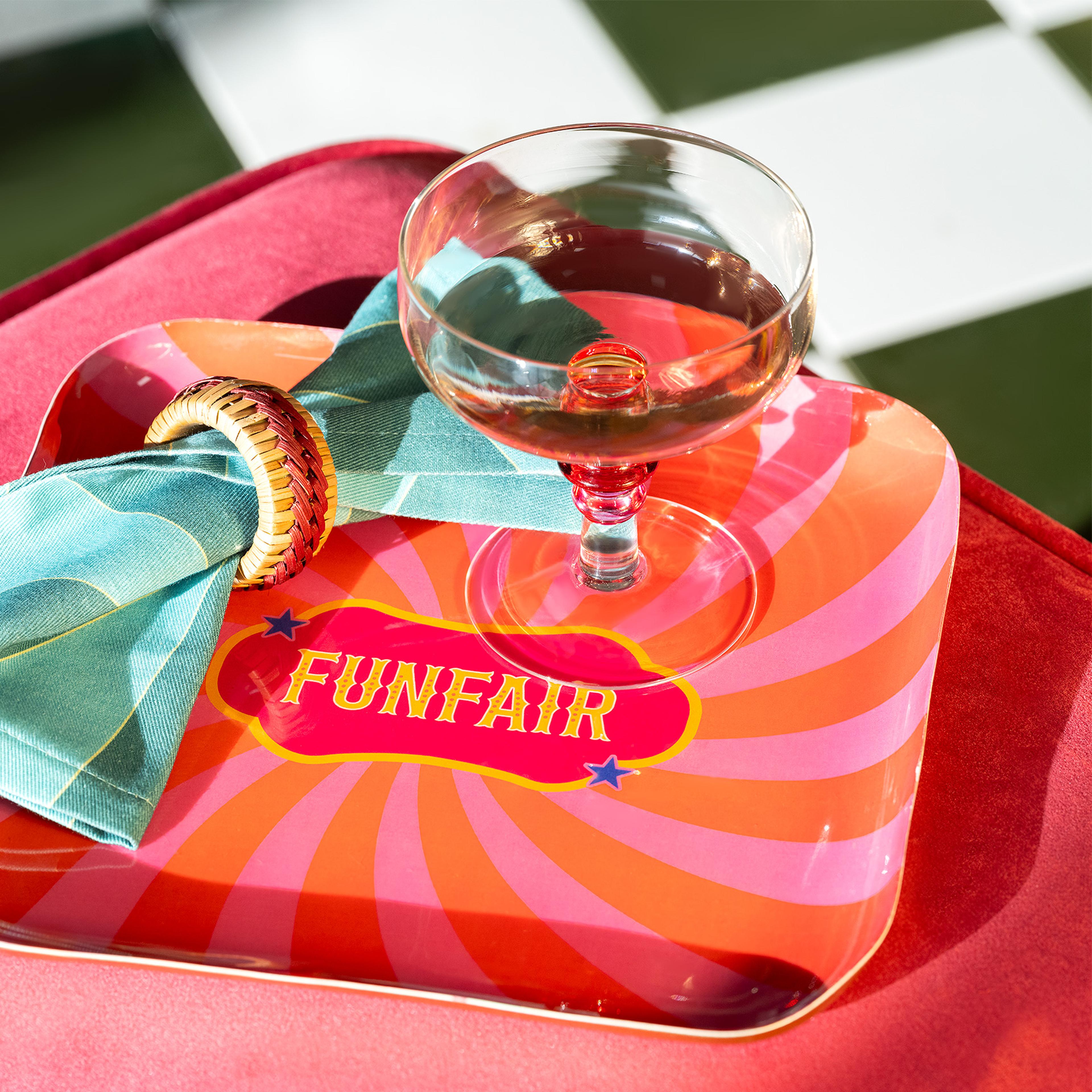 Nanpur Metal Dekoratif Tepsi 25x25x3 Cm Turuncu - Pembe