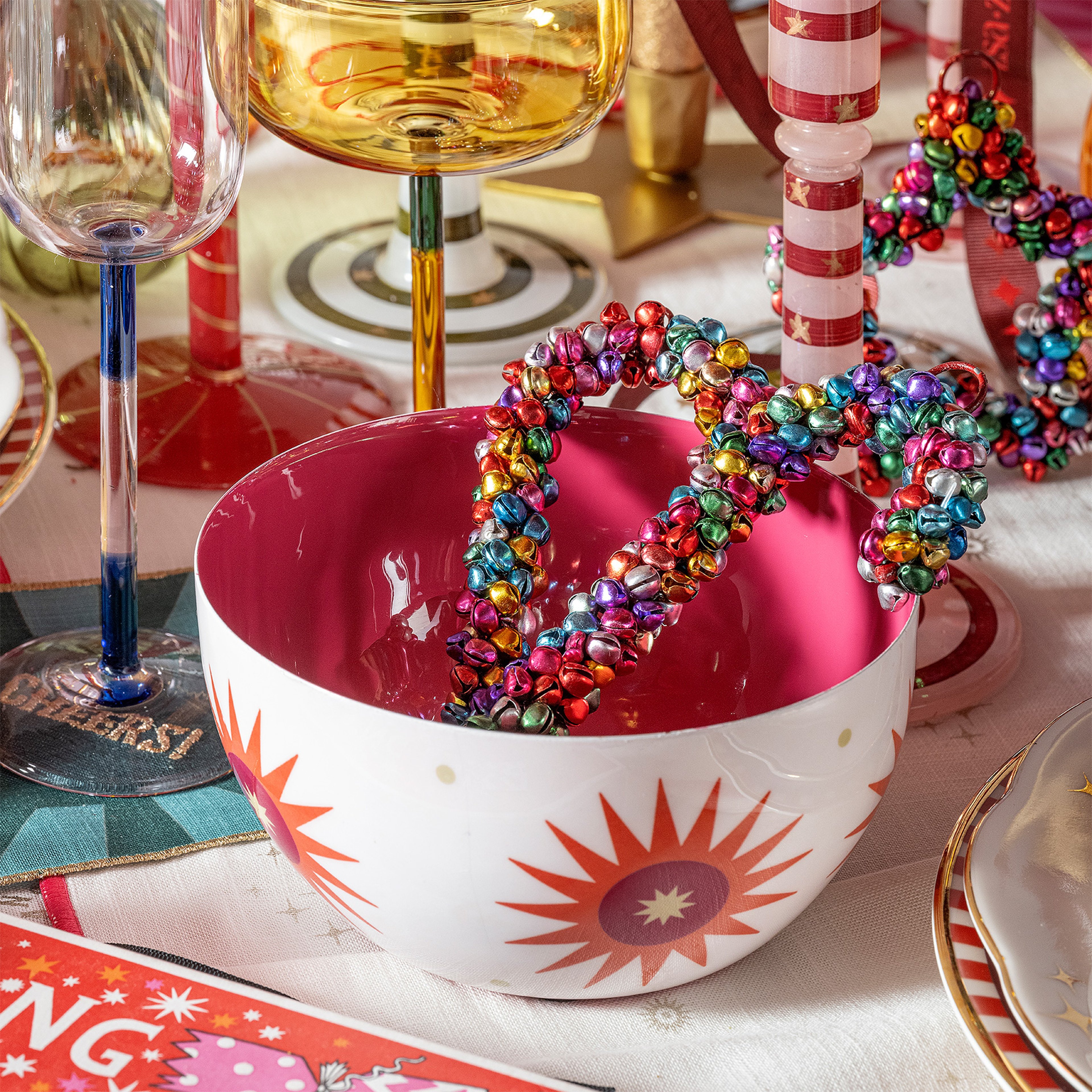 Nanpur Metal Kase 15x15x5 Cm Beyaz - Turuncu