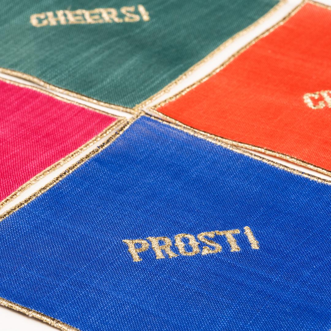 Prusa Dijital Baskılı 4'lü Polyester %100 Polyester Kokteyl Peçetesi 13x13 Cm Renkli