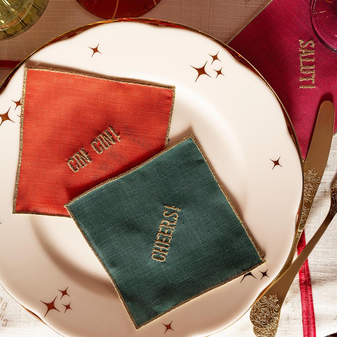 Prusa Dijital Baskılı 4'lü Polyester %100 Polyester Kokteyl Peçetesi 13x13 Cm Renkli