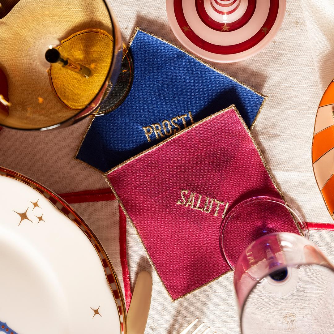 Prusa Dijital Baskılı 4'lü Polyester %100 Polyester Kokteyl Peçetesi 13x13 Cm Renkli